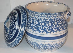 19th C Spongeware Slop Bucket with Lid