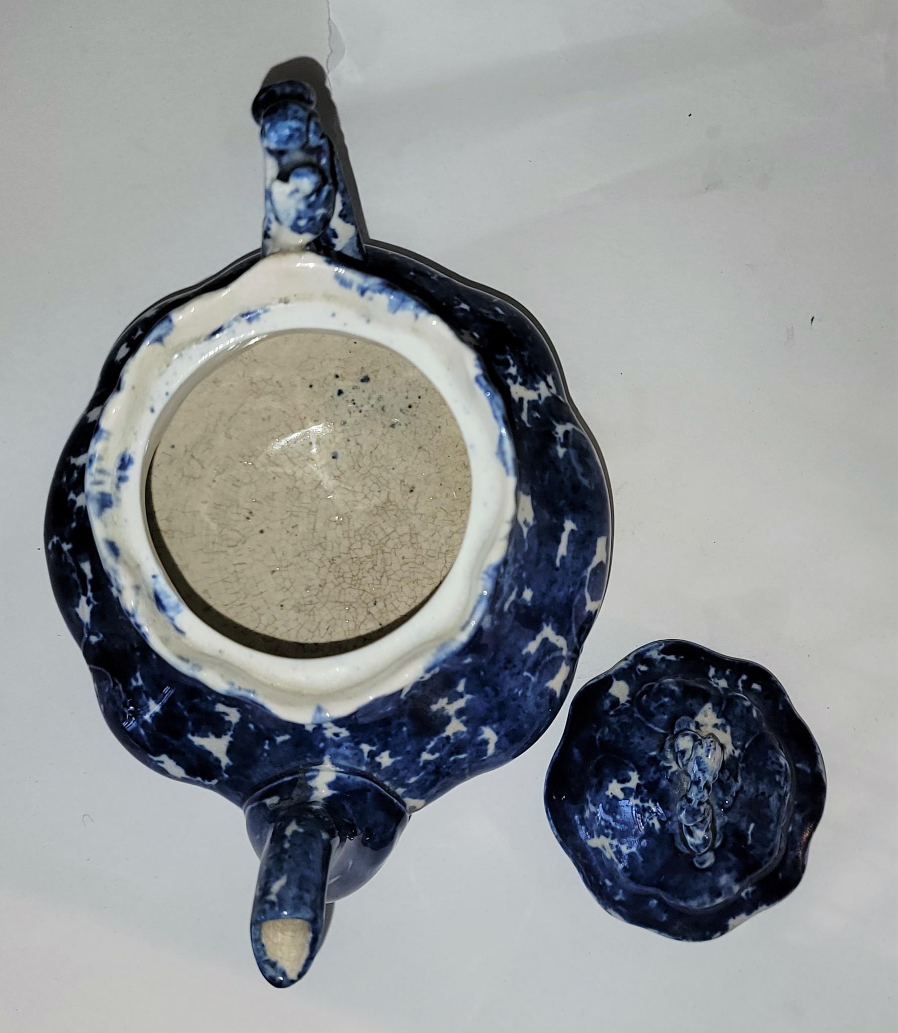 American 19th C Spongeware Teapot For Sale