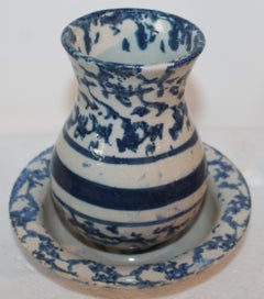 19th C Spongeware Tooth Brush Holder / Dish