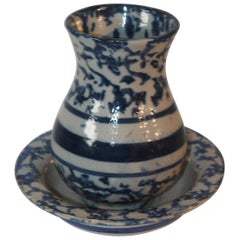 19th C Spongeware Tooth Brush Holder / Dish