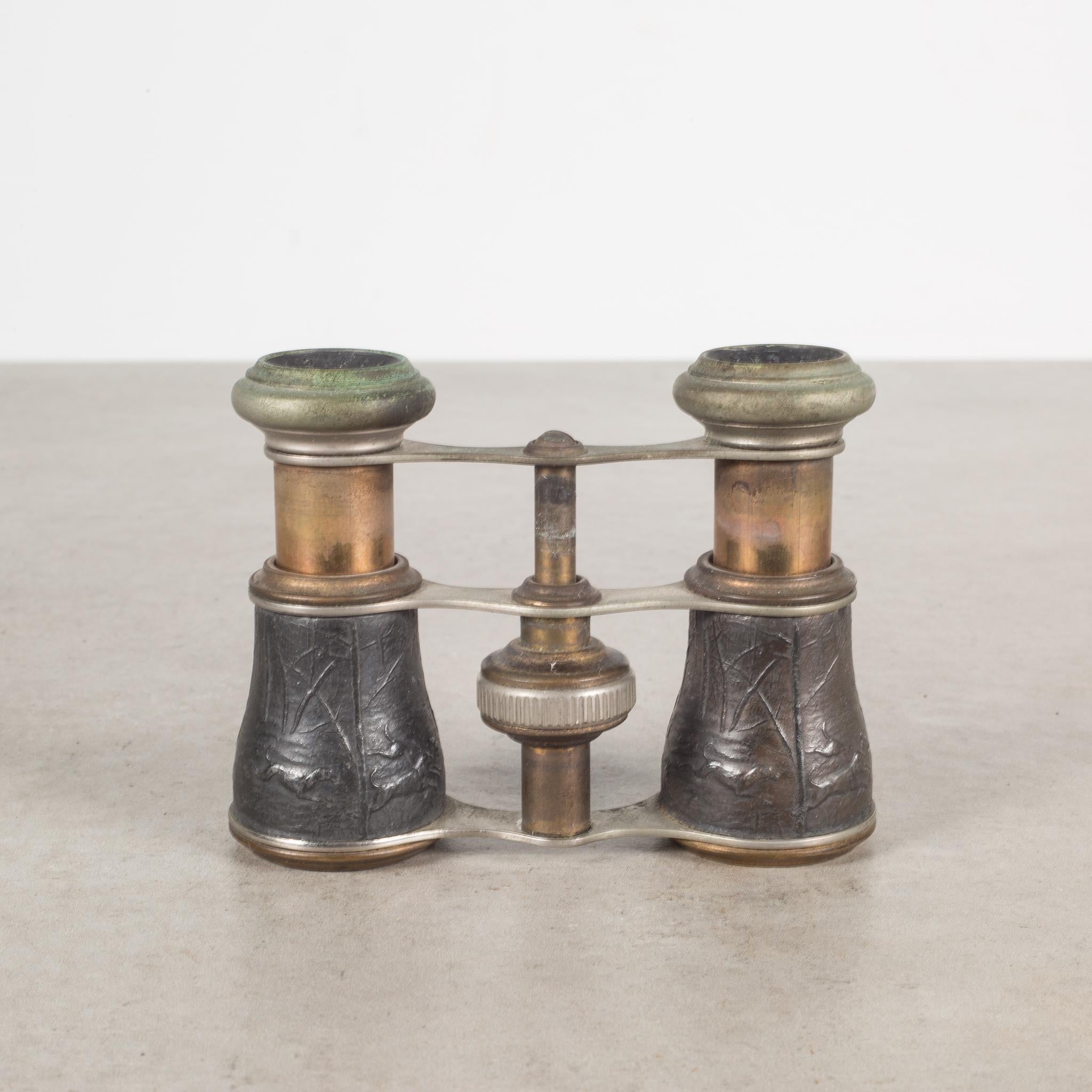 About

This is an original pair of brass and embossed binoculars by Sportier Paris. Good working order with clear binocular viewing. This piece has retained its original finish.

 Creator: Sportier Paris, France.
 Date of manufacture: c.1880s
