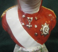 19th c Staffordshire Pottery Bust of Emperor Alexander I of Russia