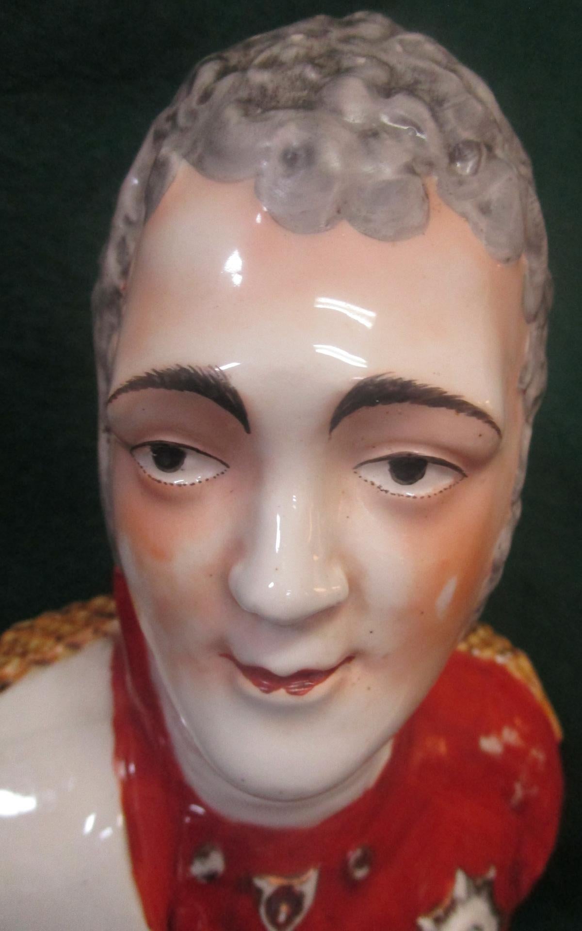 Victorian 19th c Staffordshire Pottery Bust of Emperor Alexander I of Russia
