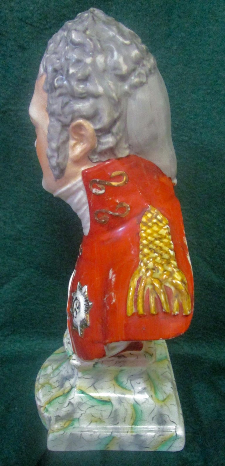 English 19th c Staffordshire Pottery Bust of Emperor Alexander I of Russia For Sale