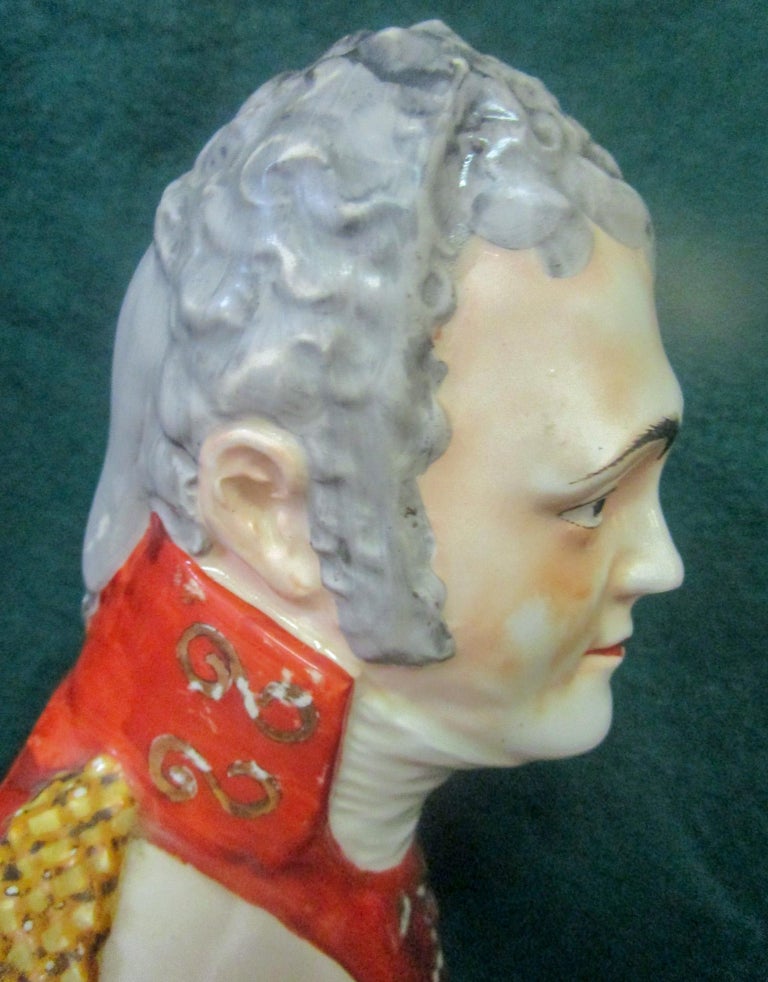 Mid-19th Century 19th c Staffordshire Pottery Bust of Emperor Alexander I of Russia For Sale