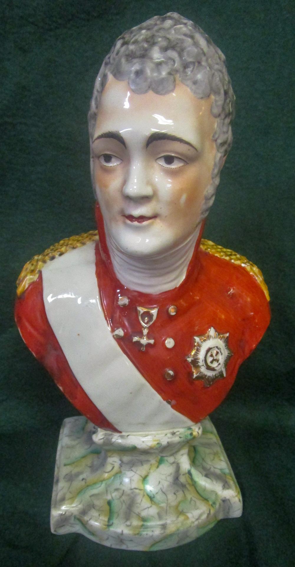 19th c Staffordshire Pottery Bust of Emperor Alexander I of Russia 2
