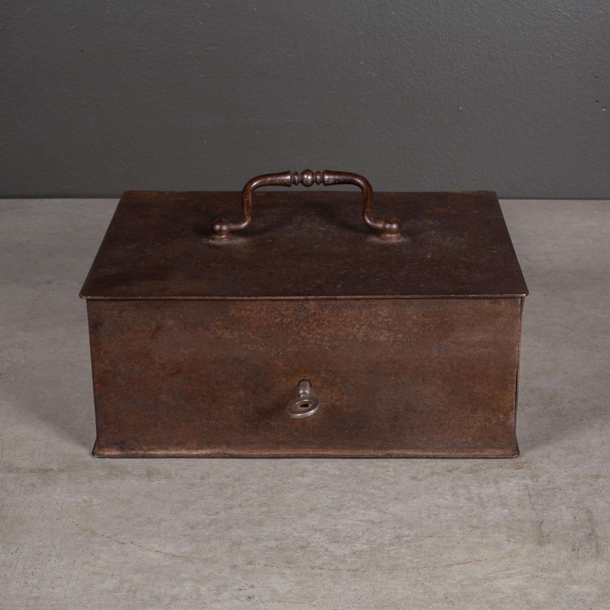 Victorian 19th c. Steel Lockbox with Key For Sale