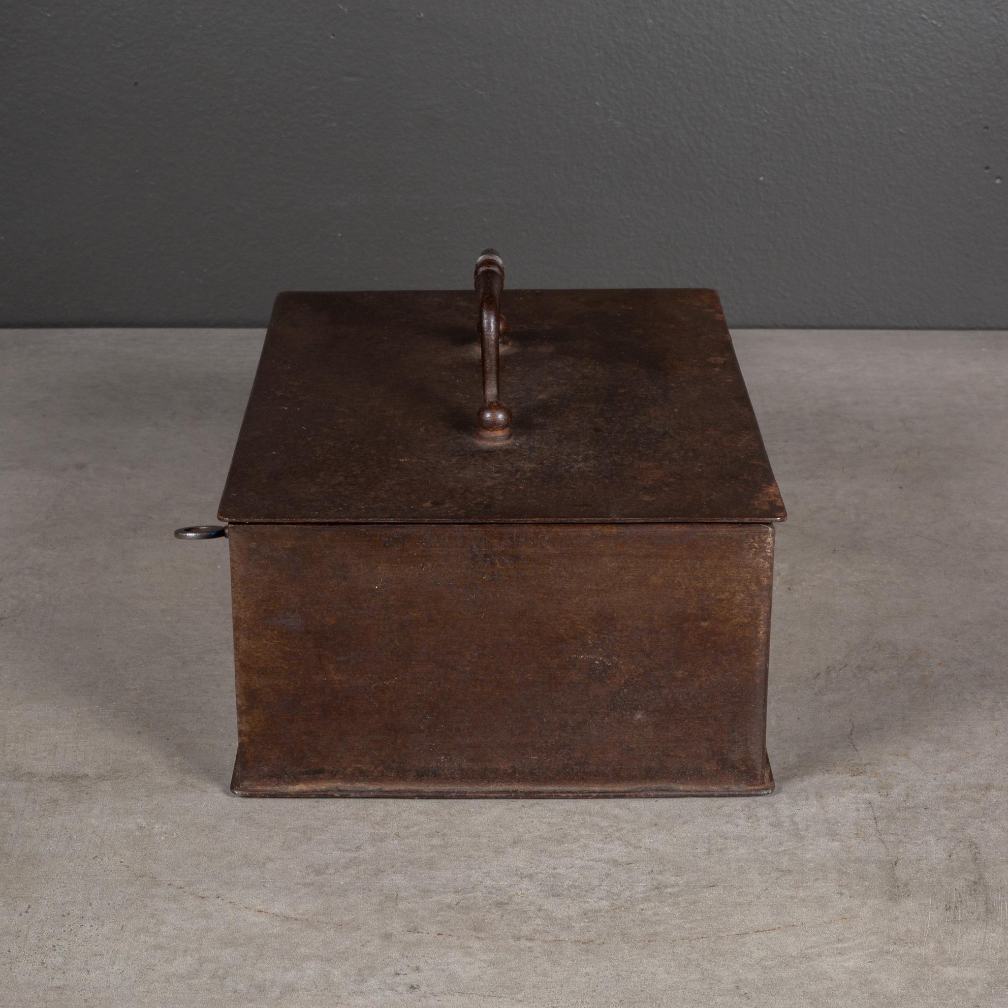 English 19th c. Steel Lockbox with Key For Sale