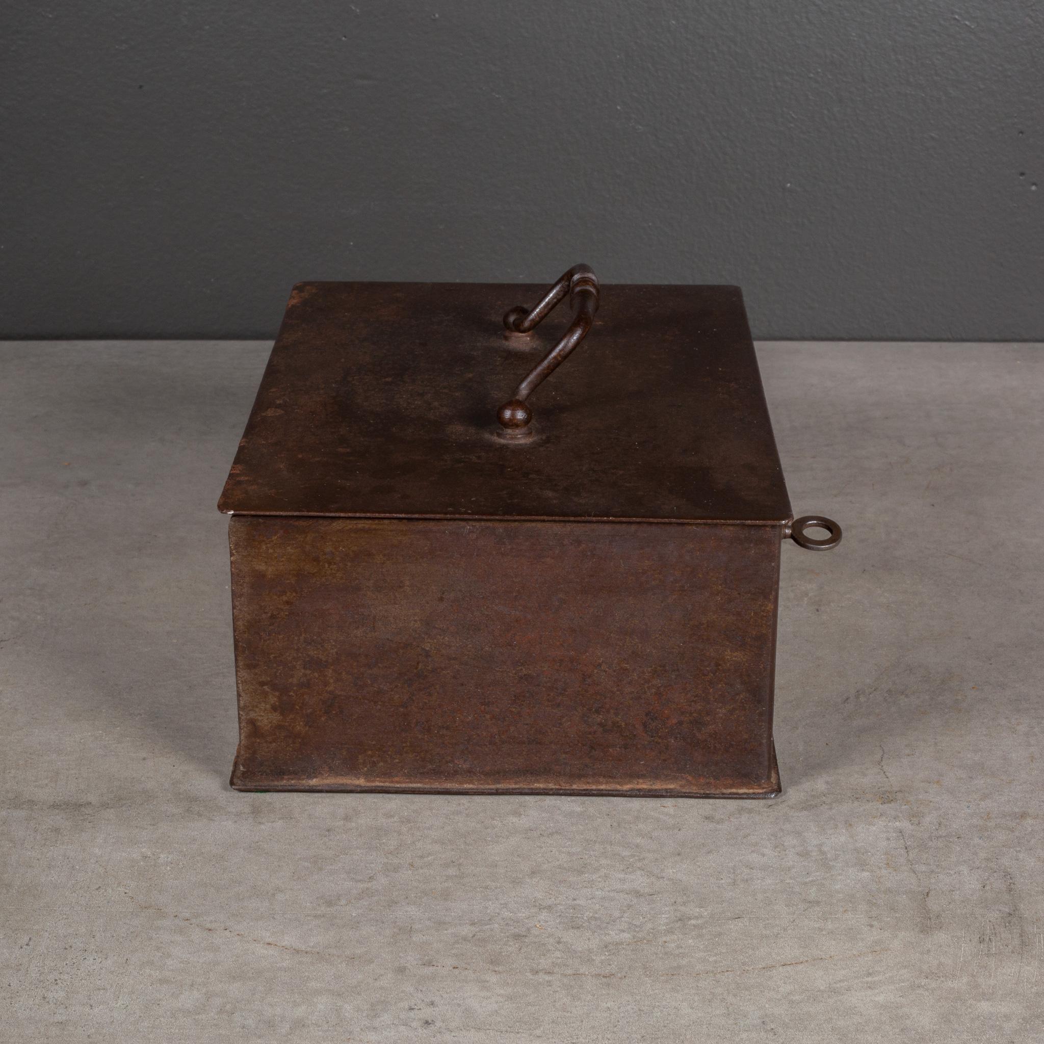 19th Century 19th c. Steel Lockbox with Key For Sale