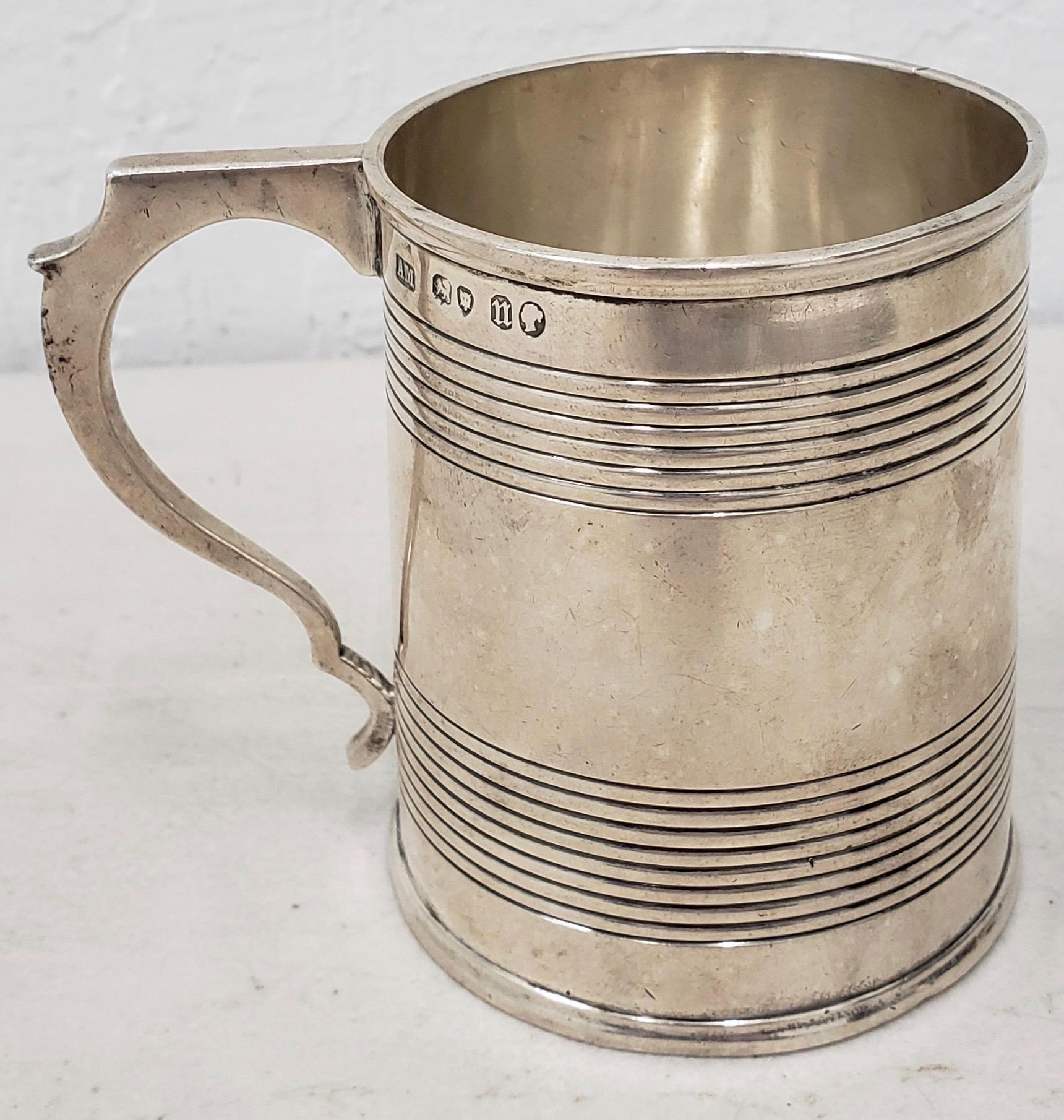 British 19th Century Sterling Silver Christening Cup with Hallmarks