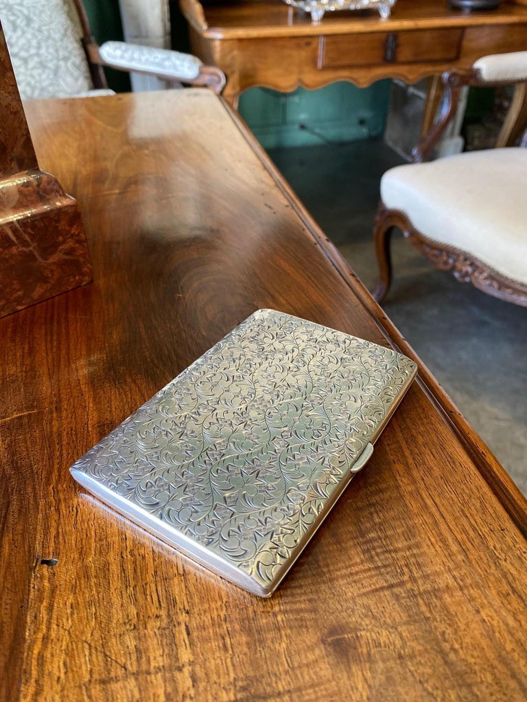 19th Century Sterling Silver Cigarette Case Card Holder Box Special