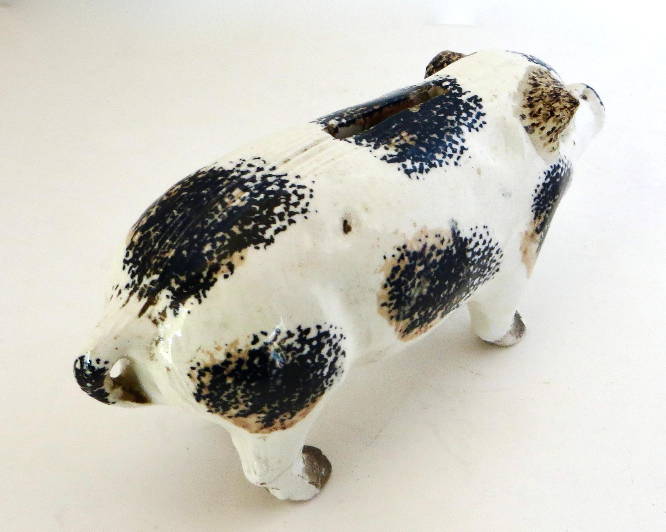 Fired 19th C. Stoneware Children's Savings Pig Bank. England, Circa 1880 For Sale