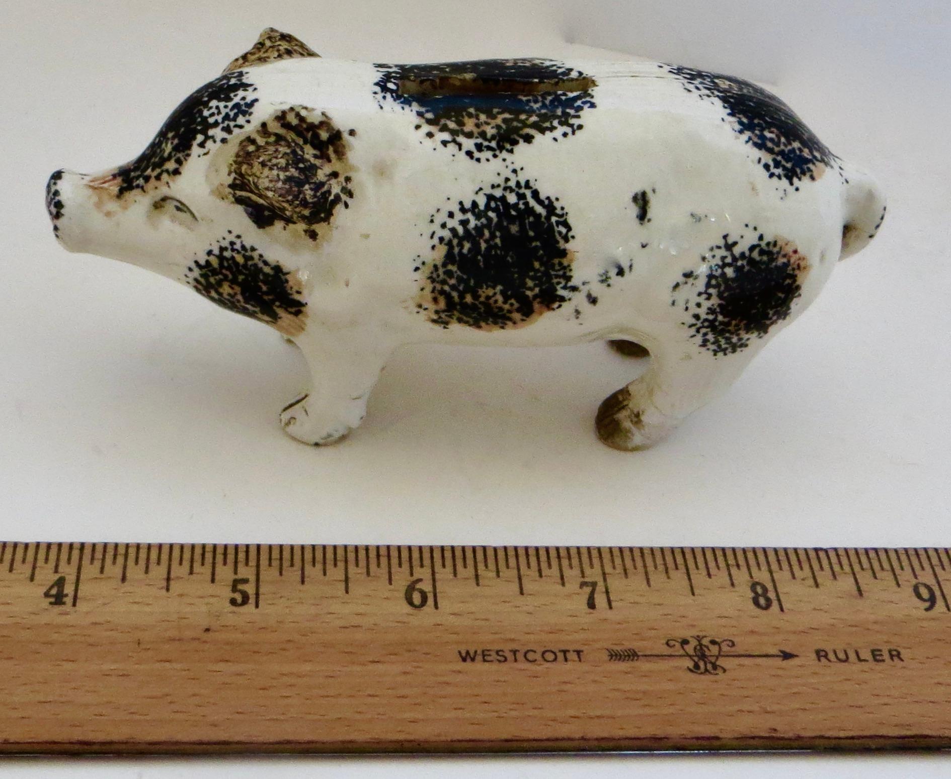19th C. Stoneware Children's Savings Pig Bank. England, Circa 1880 In Good Condition For Sale In Incline Village, NV