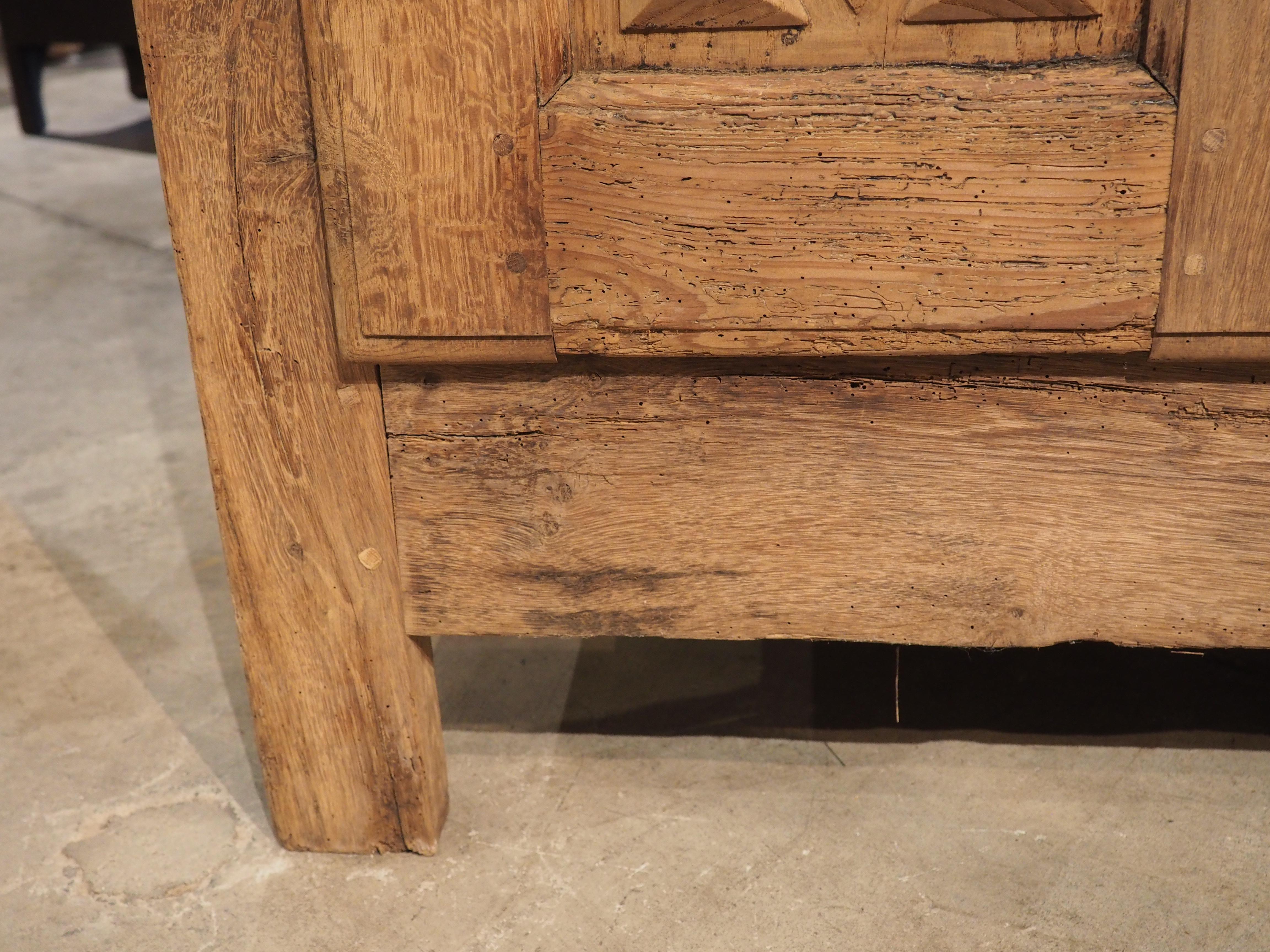 19th C. Stripped Oak and Chestnut Diamond Point Armoire from Brittany France 9