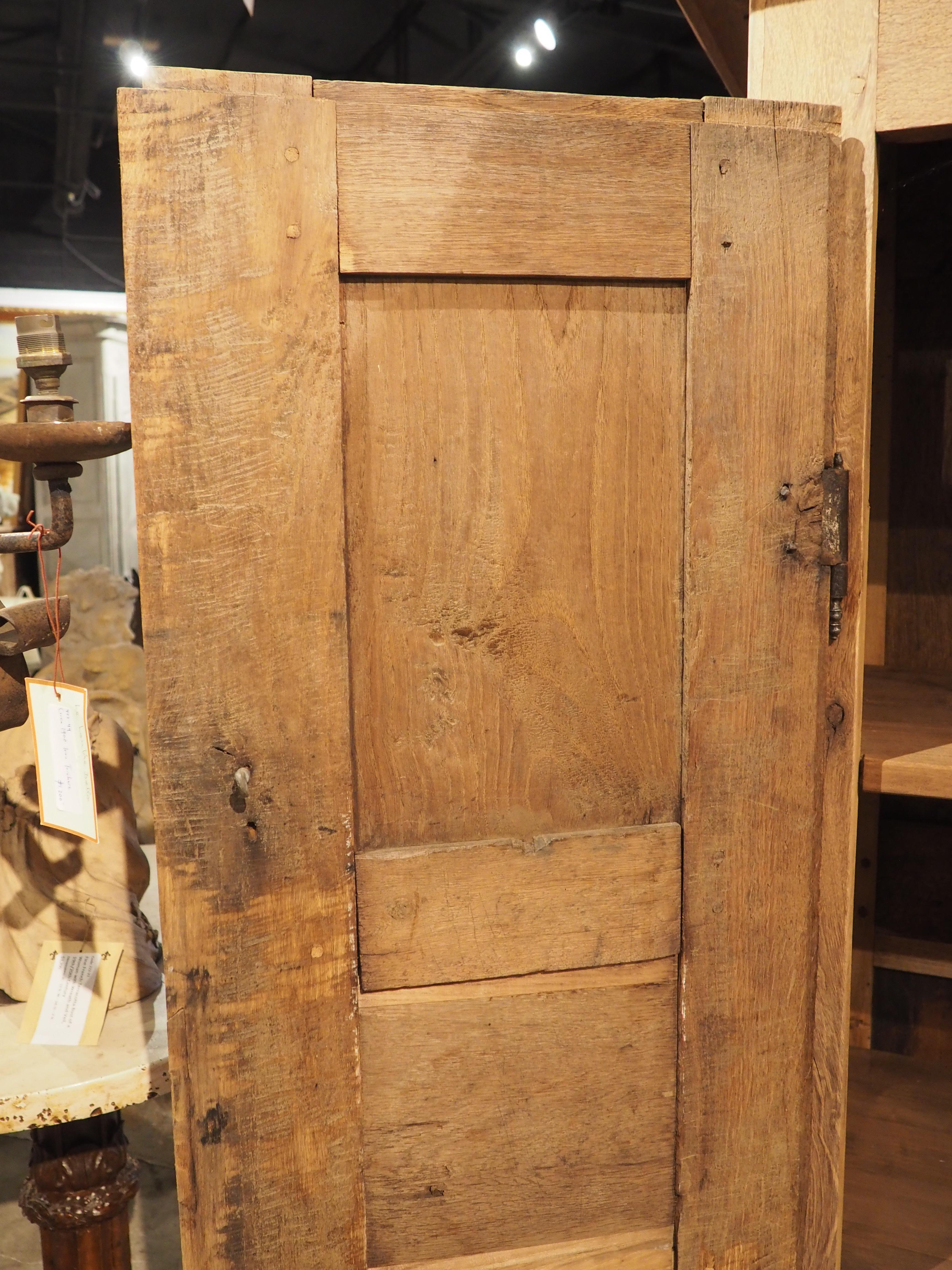 19th C. Stripped Oak and Chestnut Diamond Point Armoire from Brittany France 1