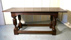 19th C Sturdy Heavy Carved Oak Table   This is a wonderful table