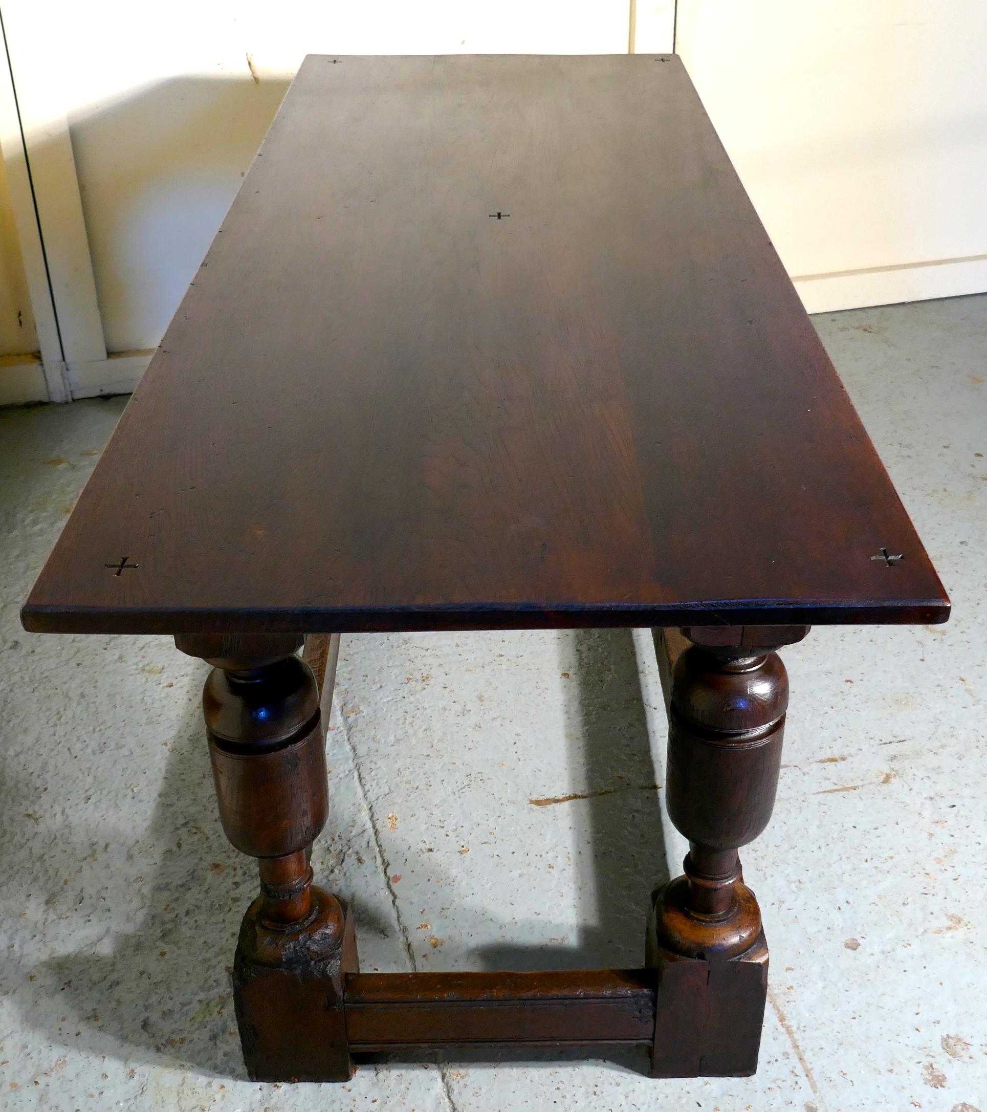 19th C Sturdy Heavy Carved Oak Table   This is a wonderful table For Sale 2