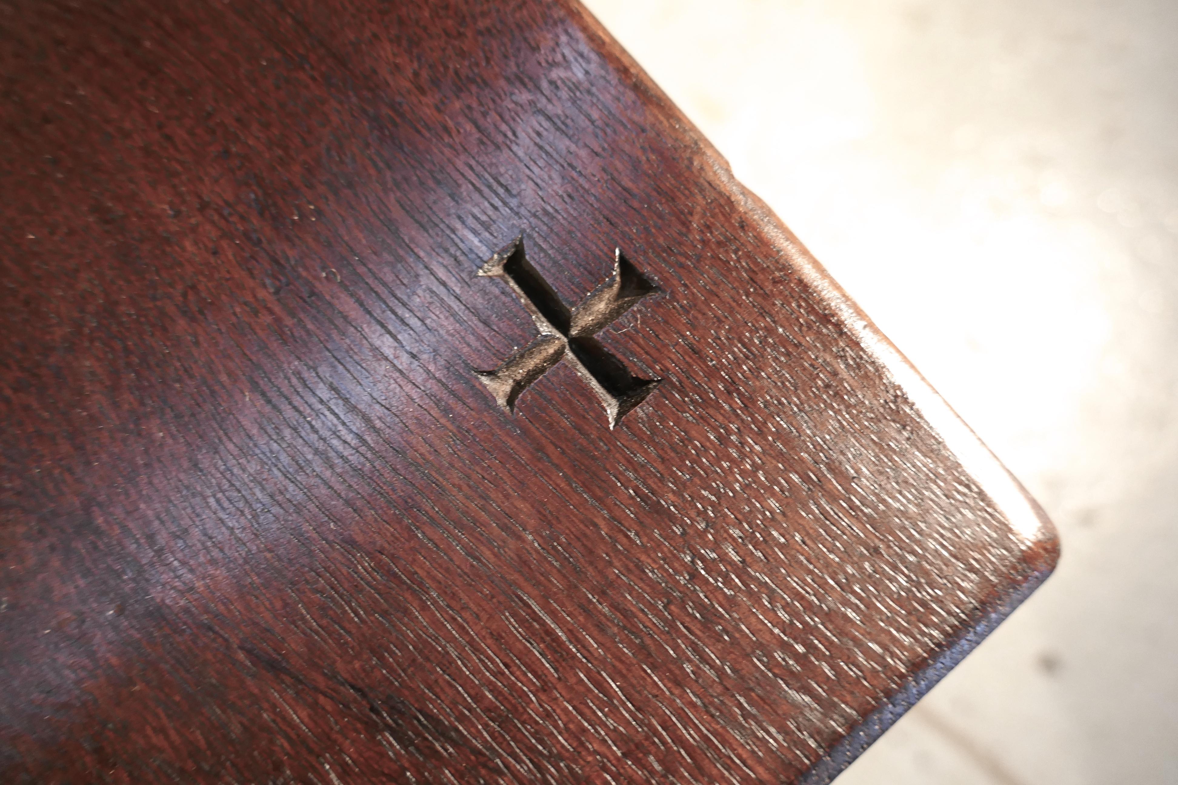 19th C Sturdy Heavy Carved Oak Table   This is a wonderful table For Sale 4