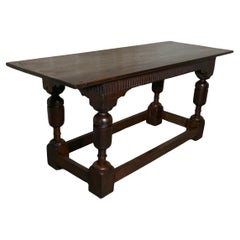 19th C Sturdy Heavy Carved Oak Table   This is a wonderful table