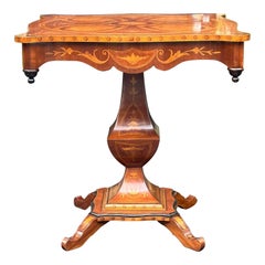 19th Century Style Biedermeier Inlaid Side Table with Ebony Details