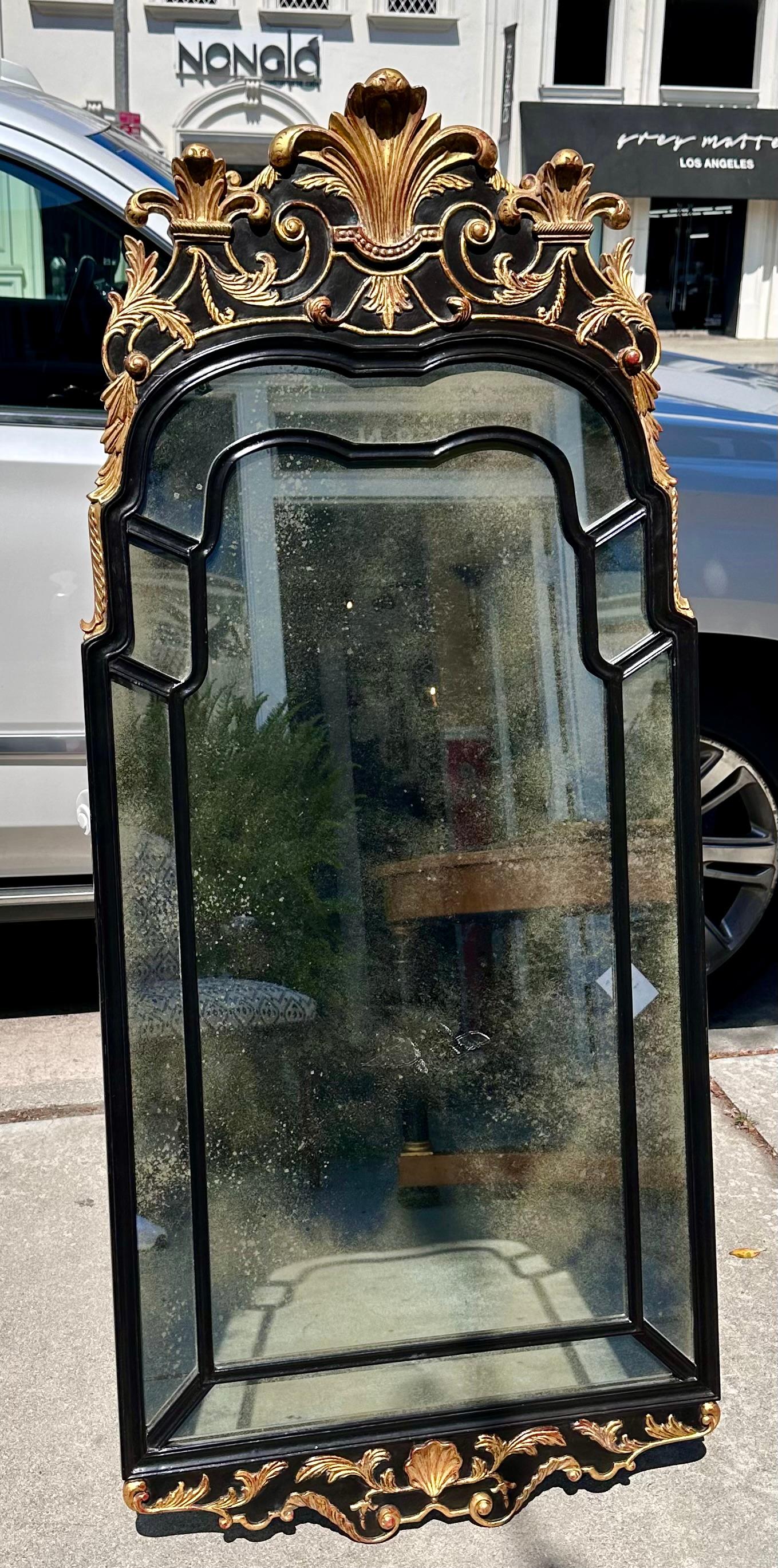 19th C Style Burton-Ching Regency Black & Gold Mirror.