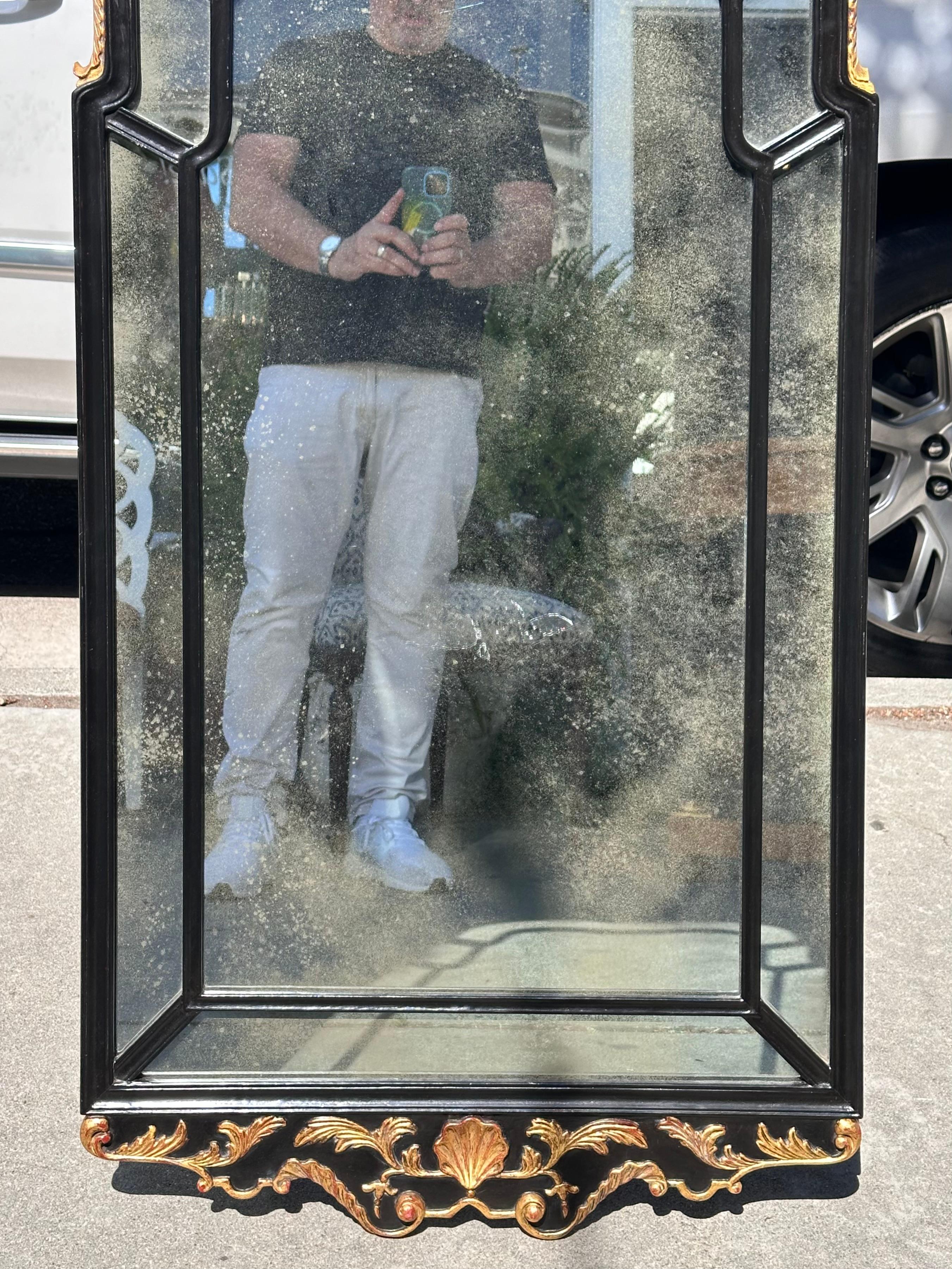 American 19th C Style Burton-Ching Regency Black & Gold Mirror For Sale