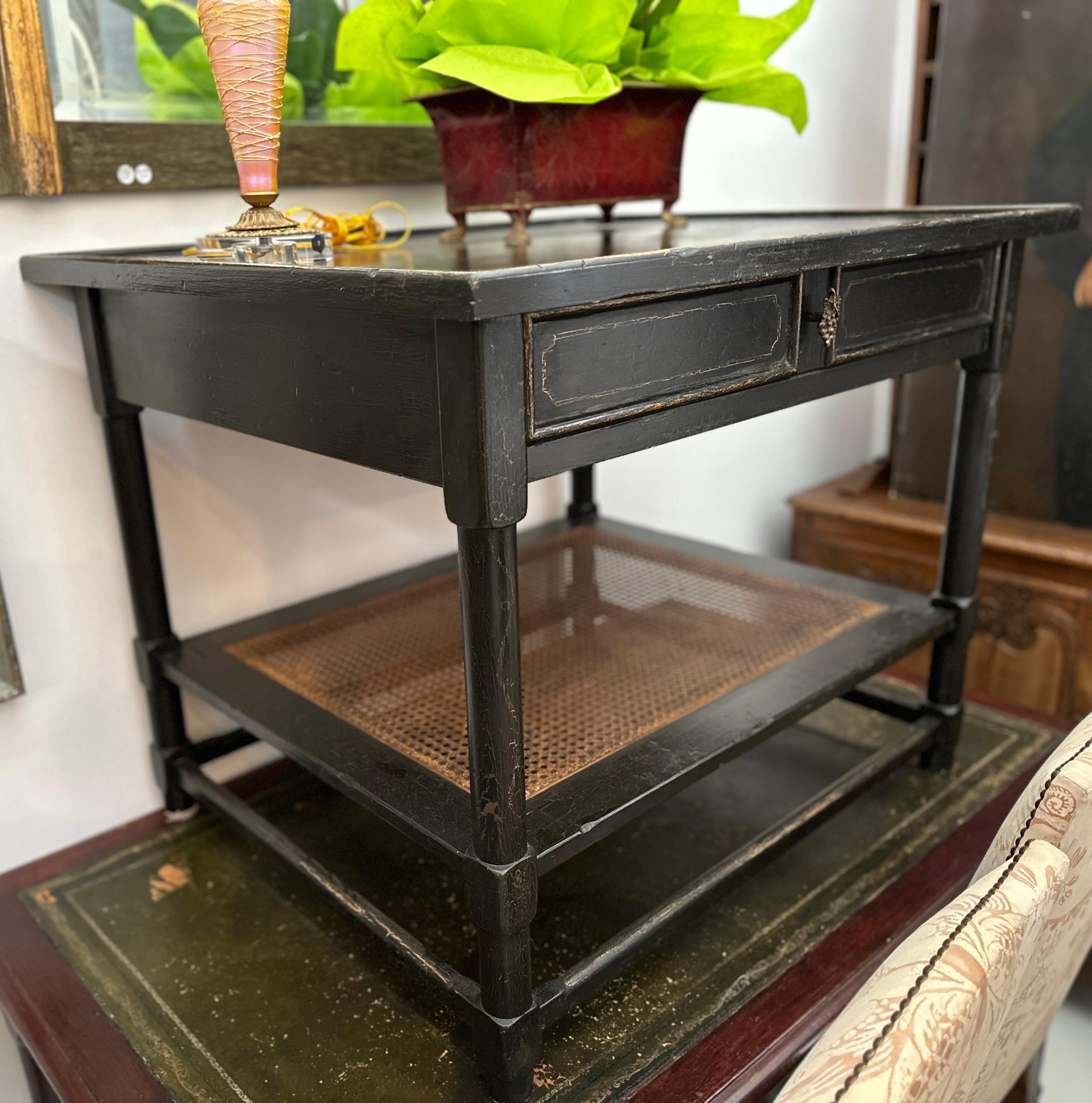 19th C Style Charles Pollock Black & Gold Chinoiserie Side Table For Sale 3