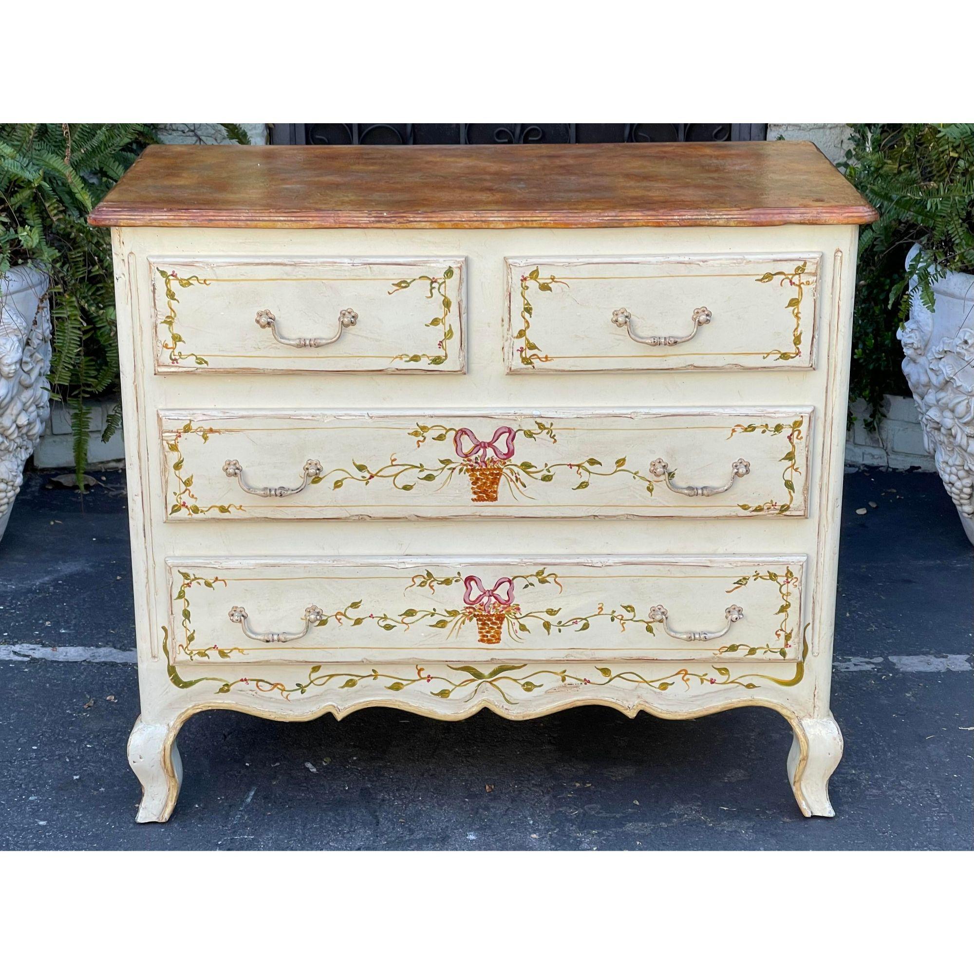 19th century style french country painted chest of drawers commode.

Additional information: 
Materials: Paint
Color: Amber
Period: 2000 - 2009
Styles: French Country
Item Type: Vintage, Antique or Pre-owned.
Dimensions: 42