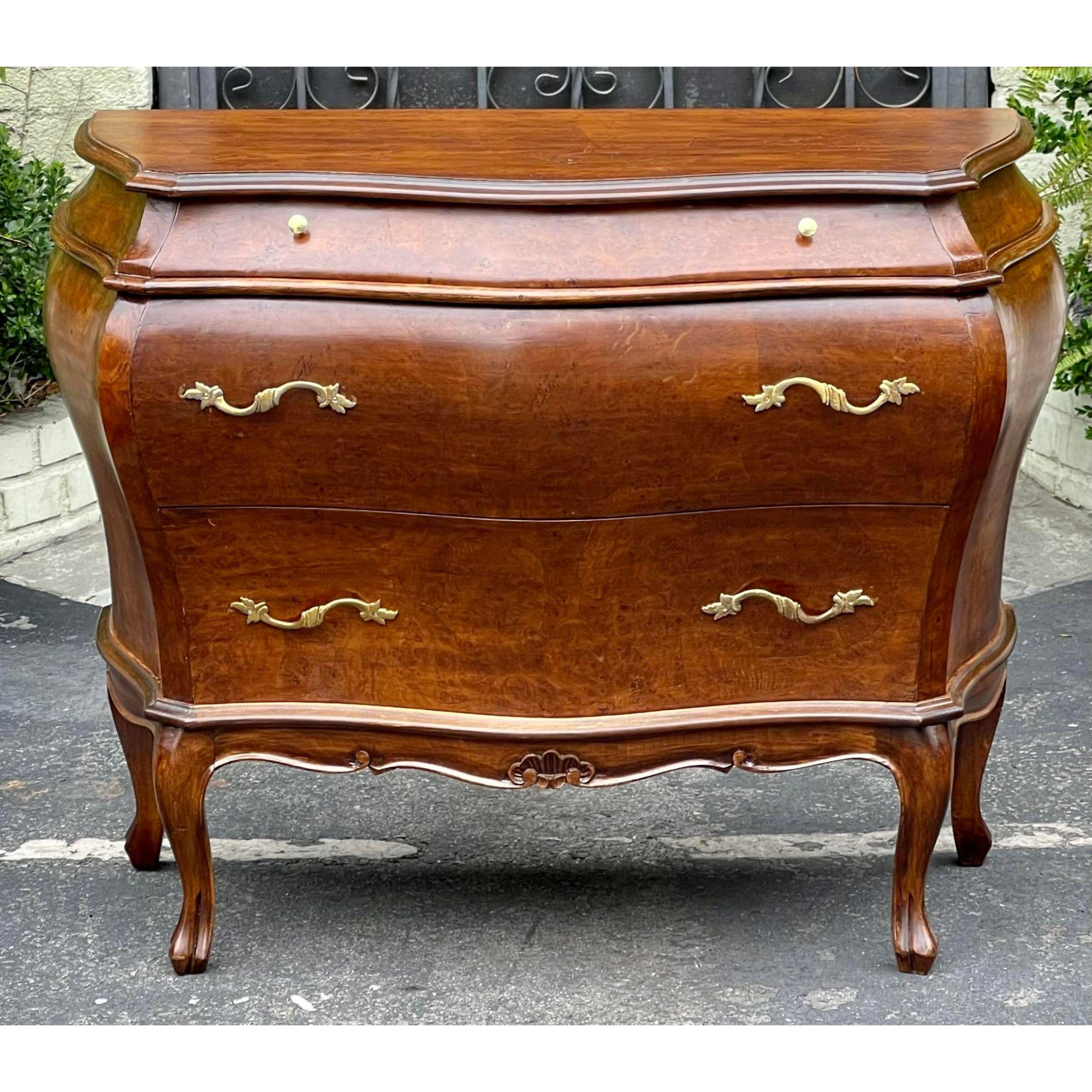19th C, Style Italian Bombay Burl Walnut Commode Night Stand End Table 1