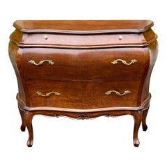 19th C, Style Italian Bombay Burl Walnut Commode Night Stand End Table