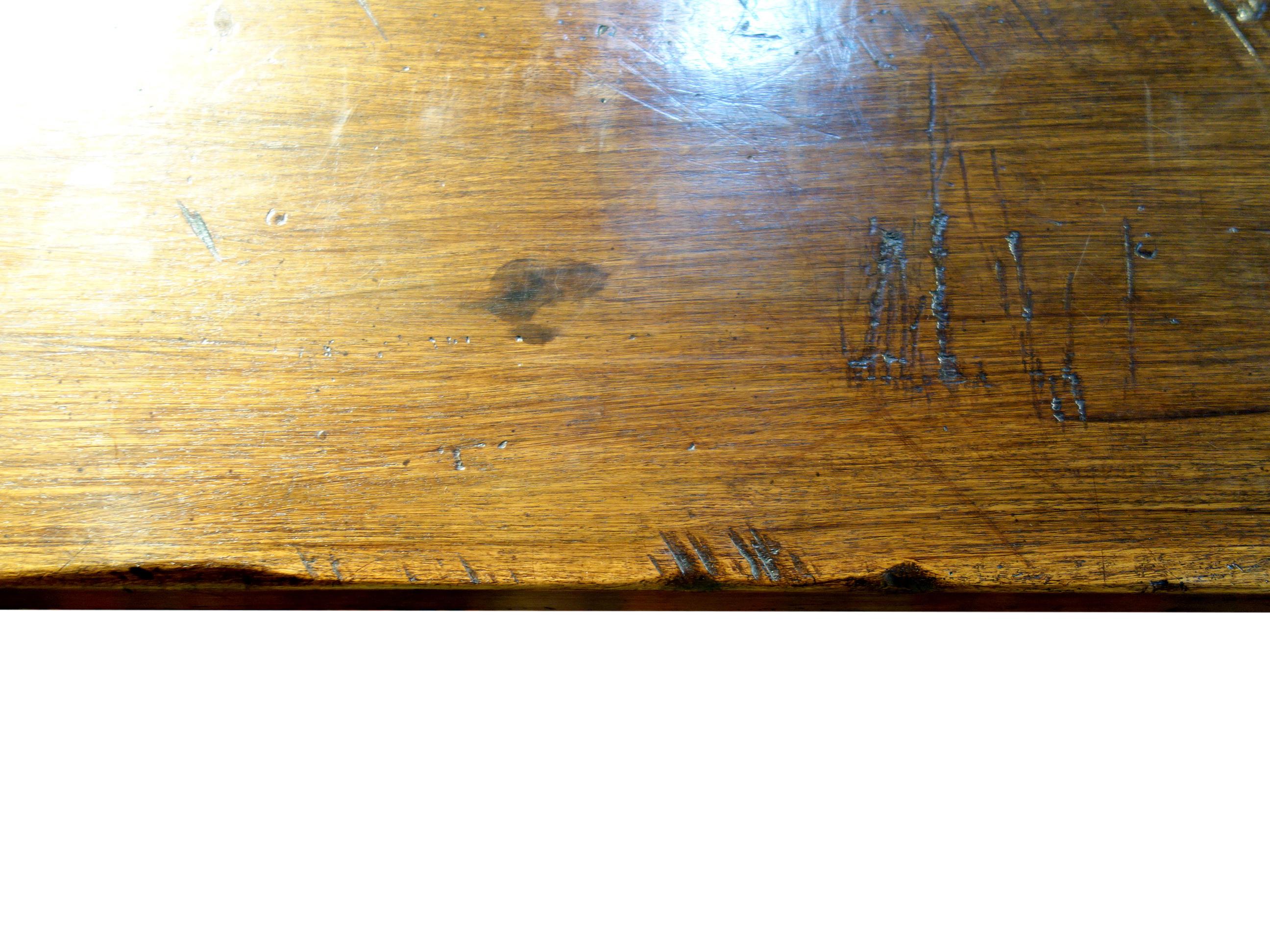 19th C Style Italian Walnut COPPE 2-Slab Trestle Table available custom size  For Sale 7