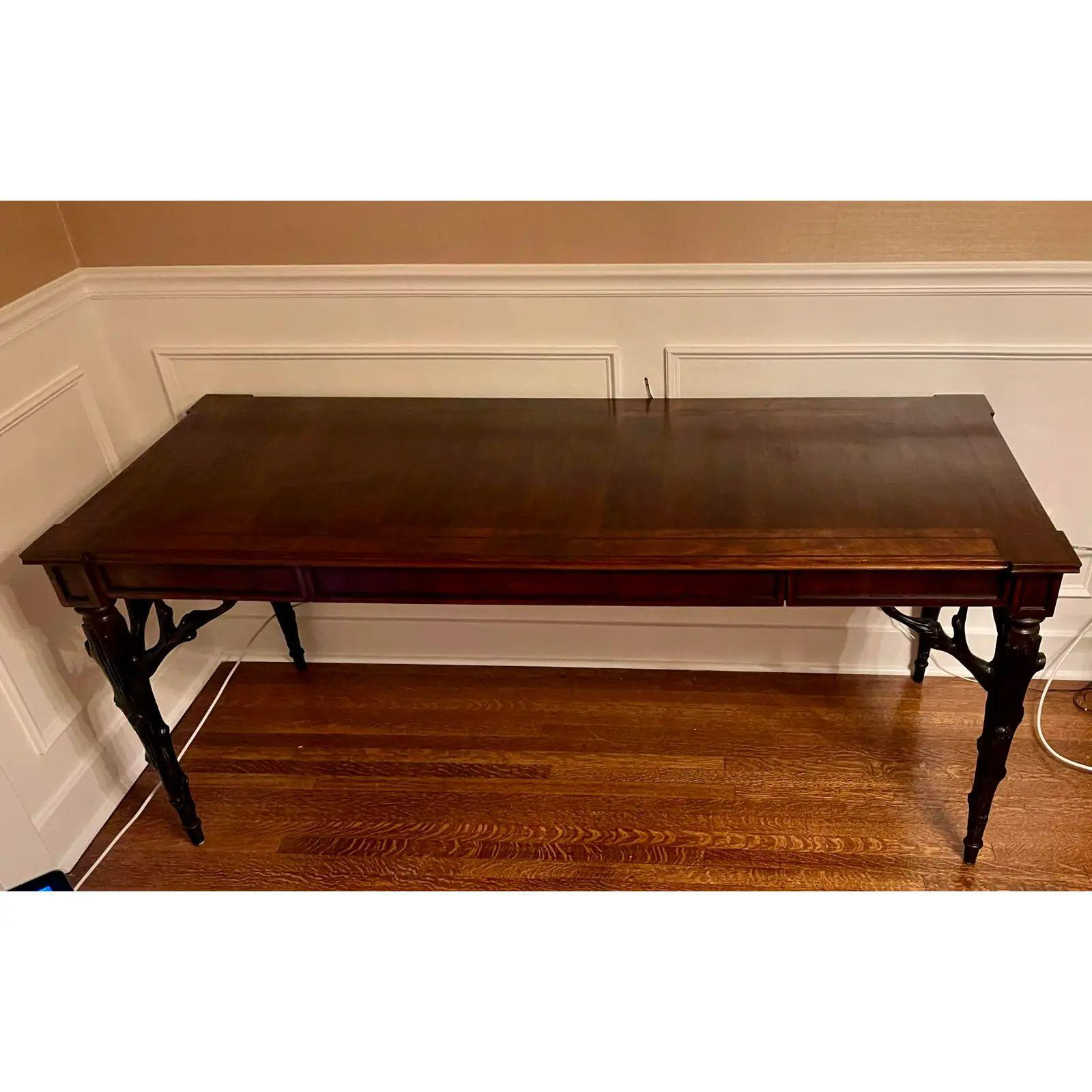 19th Century Style Michael Taylor Ebony & Mahogany Dafne Writing Table Desk In Good Condition For Sale In LOS ANGELES, CA