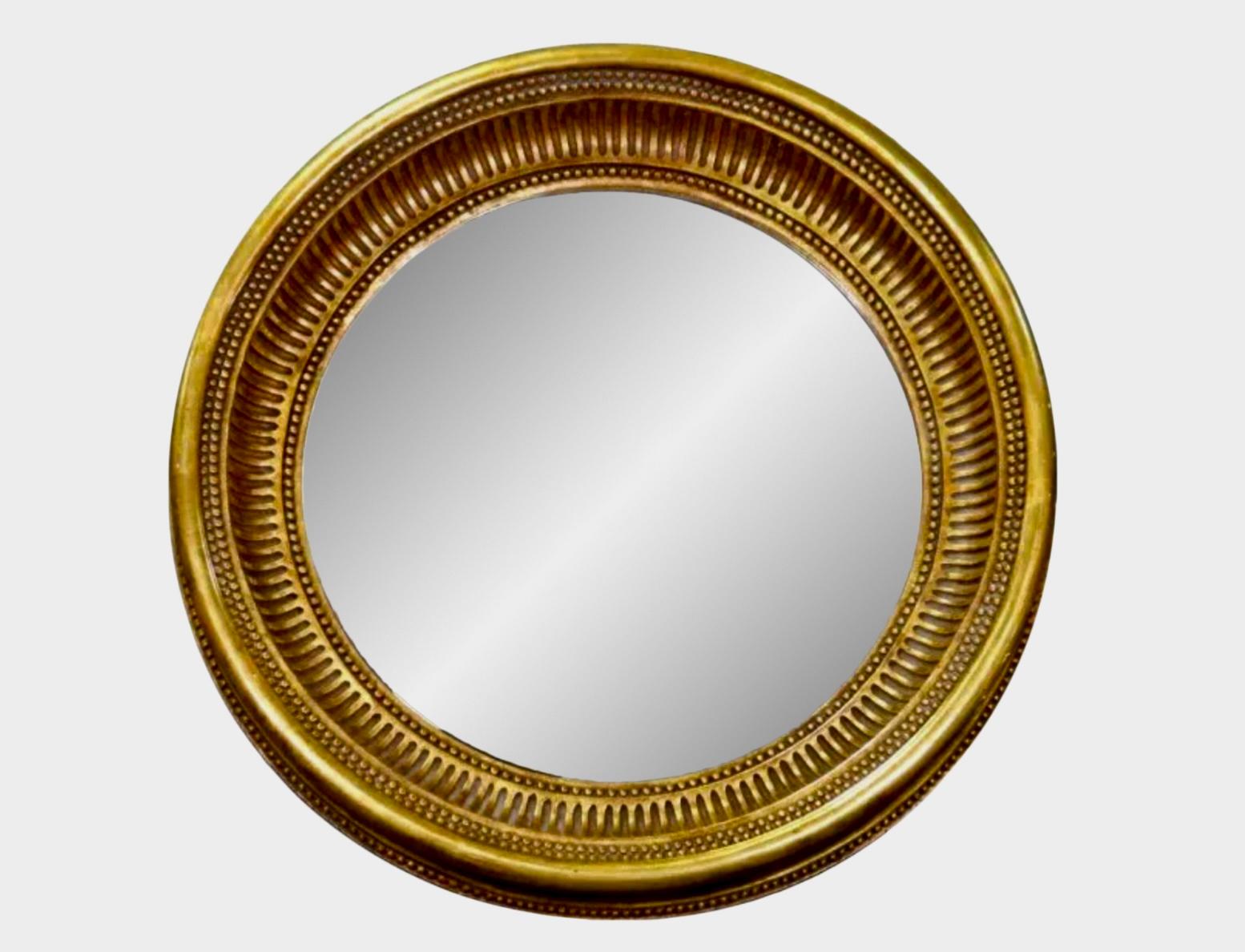 Late 20th Century 19th C Style Panache for Michael Taylor Regency Giltwood Round Mirror