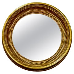 Miroir rond en bois doré de style Panache du 19e siècle pour Michael Taylor Regency