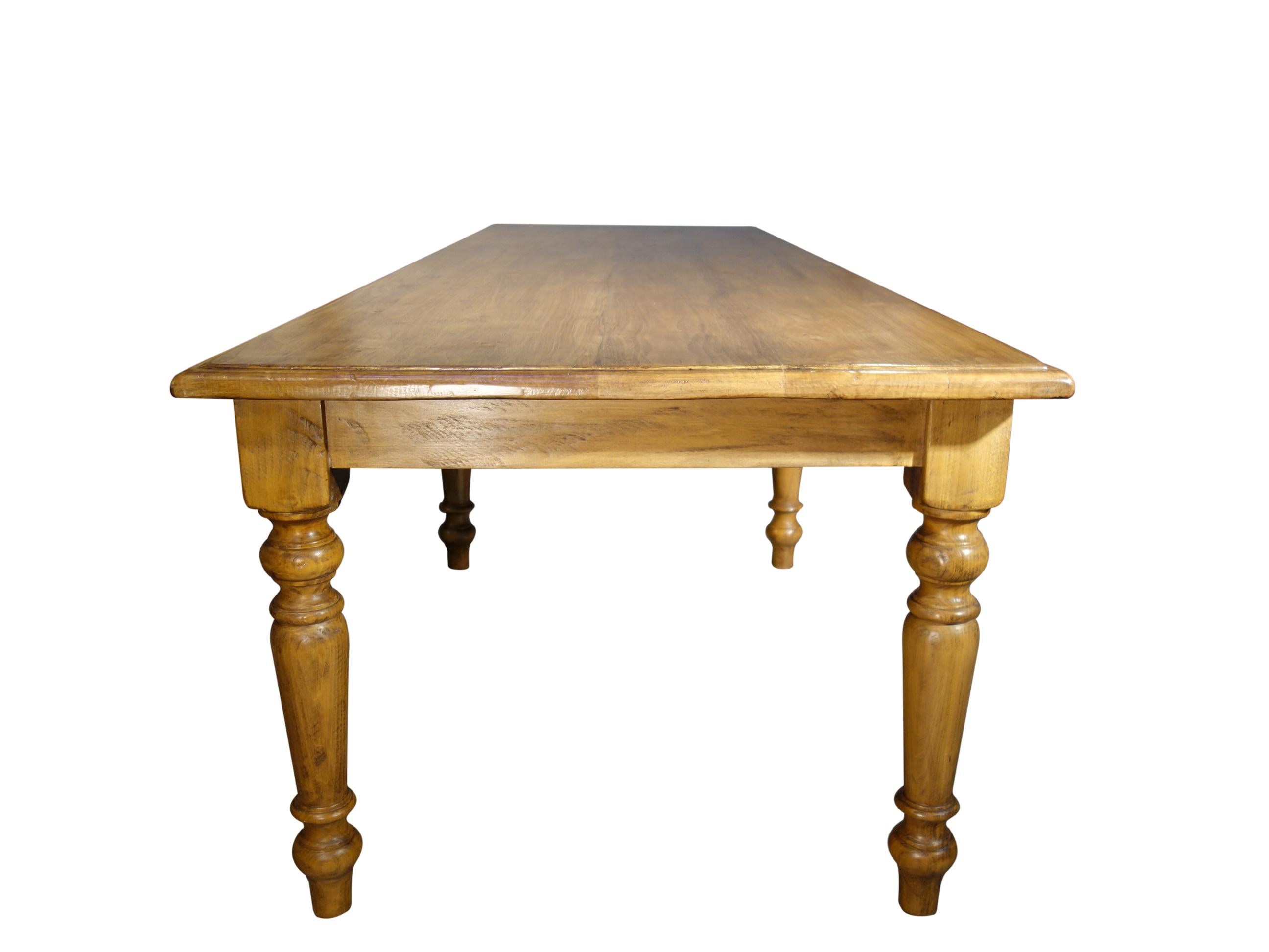 19th C Style Solid Natural Italian Walnut TORINO Carved Leg Table custom sizes For Sale 4