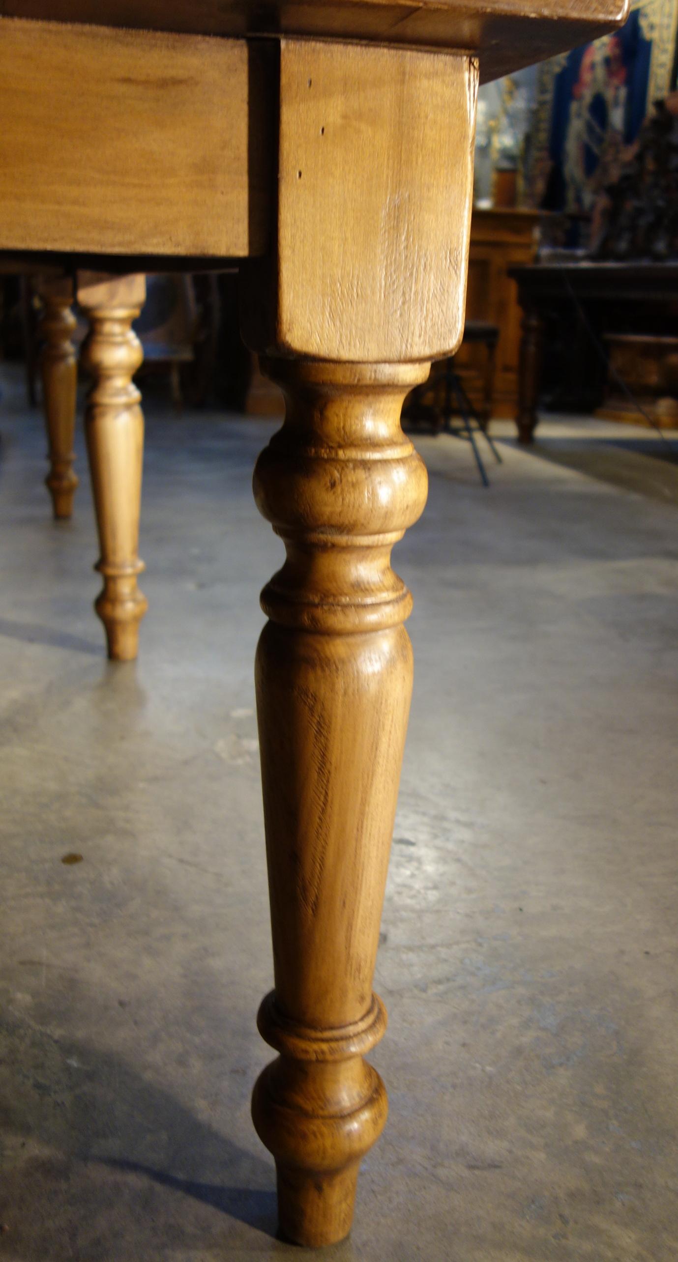 19th C Style Solid Natural Italian Walnut TORINO Carved Leg Table custom sizes For Sale 6
