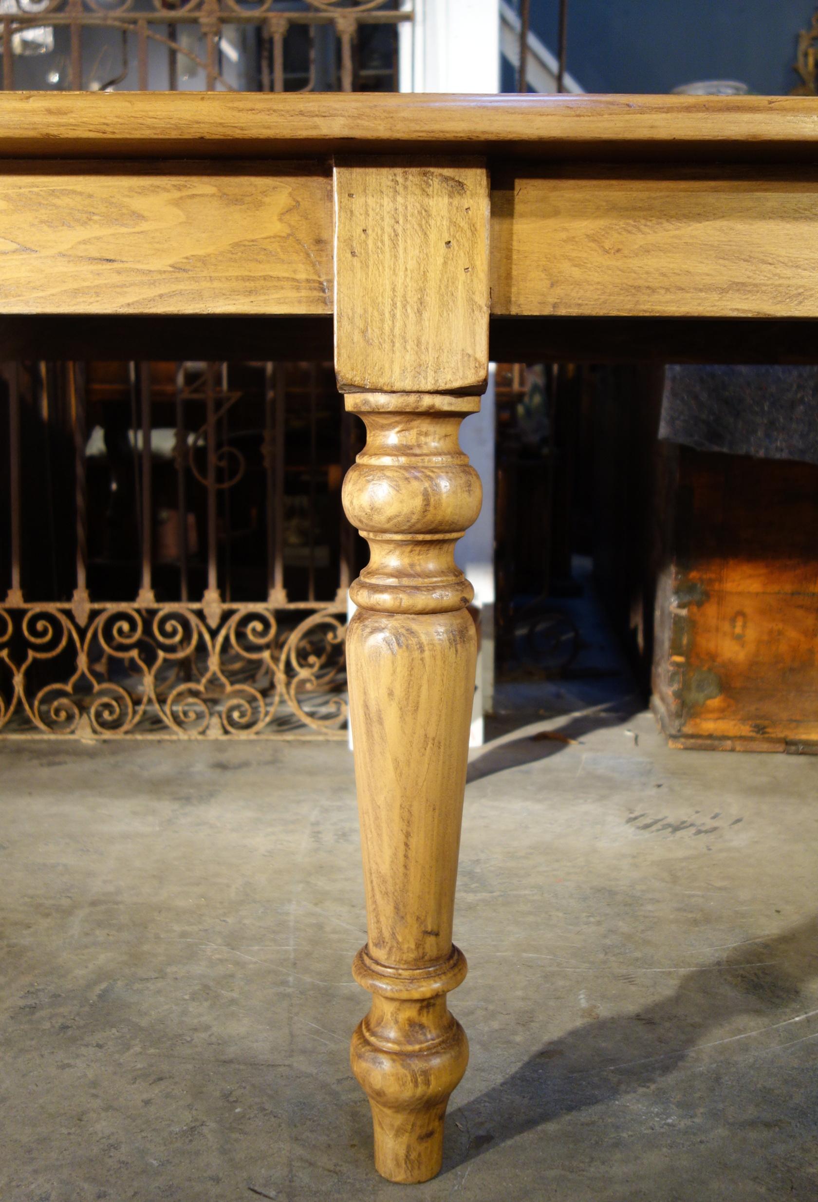 19th C Style Solid Natural Italian Walnut TORINO Carved Leg Table custom sizes For Sale 7