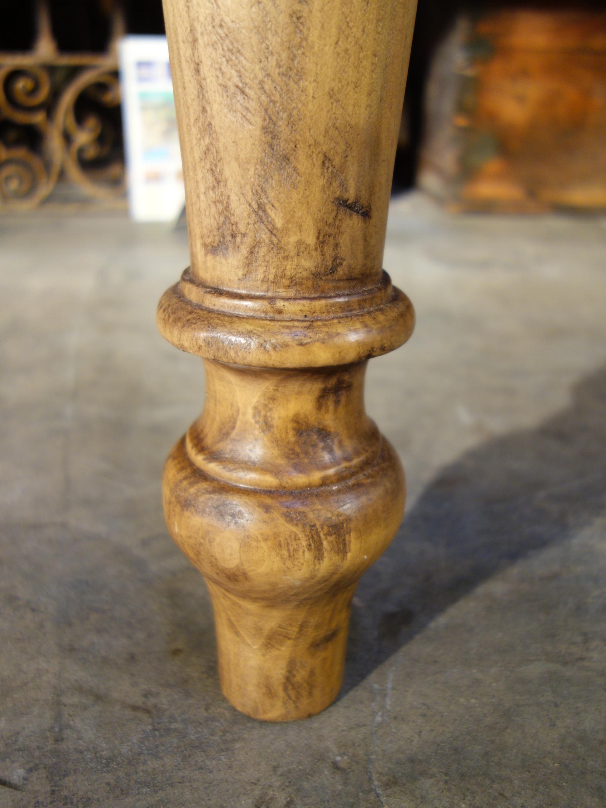 19th C Style Solid Natural Italian Walnut TORINO Carved Leg Table custom sizes For Sale 8