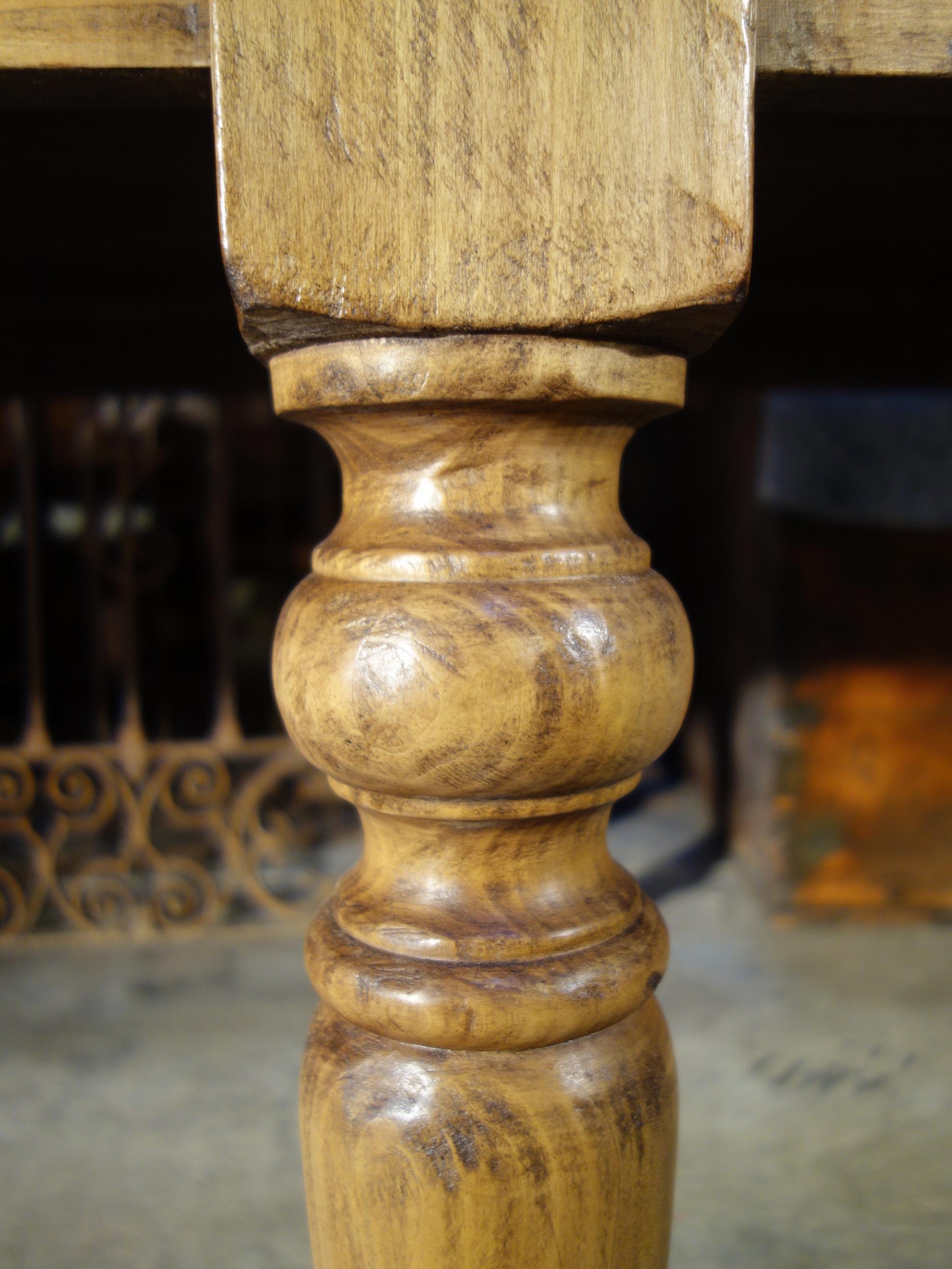 19th C Style Solid Natural Italian Walnut TORINO Carved Leg Table custom sizes For Sale 9