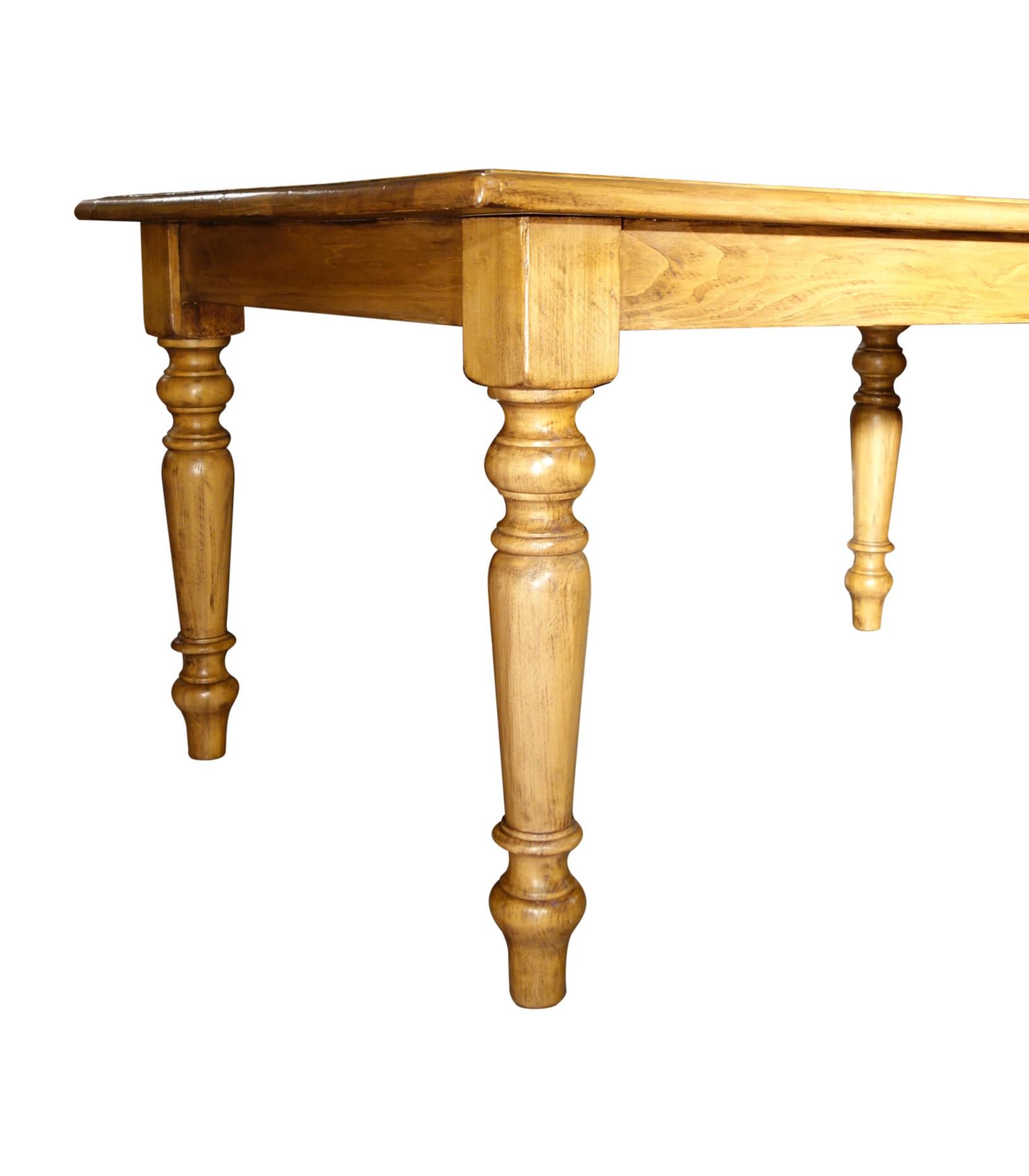 Baroque Revival 19th C Style Solid Natural Italian Walnut TORINO Carved Leg Table custom sizes For Sale
