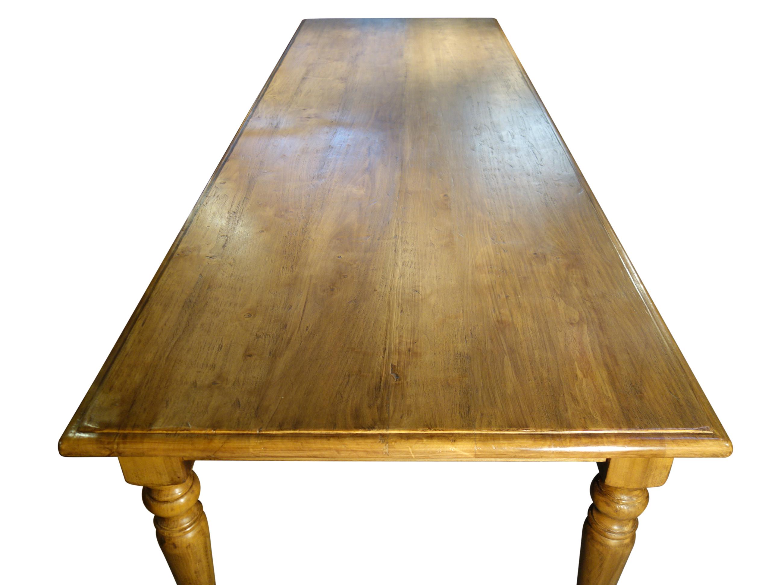 19th C Style Solid Natural Italian Walnut TORINO Carved Leg Table custom sizes In New Condition For Sale In Encinitas, CA