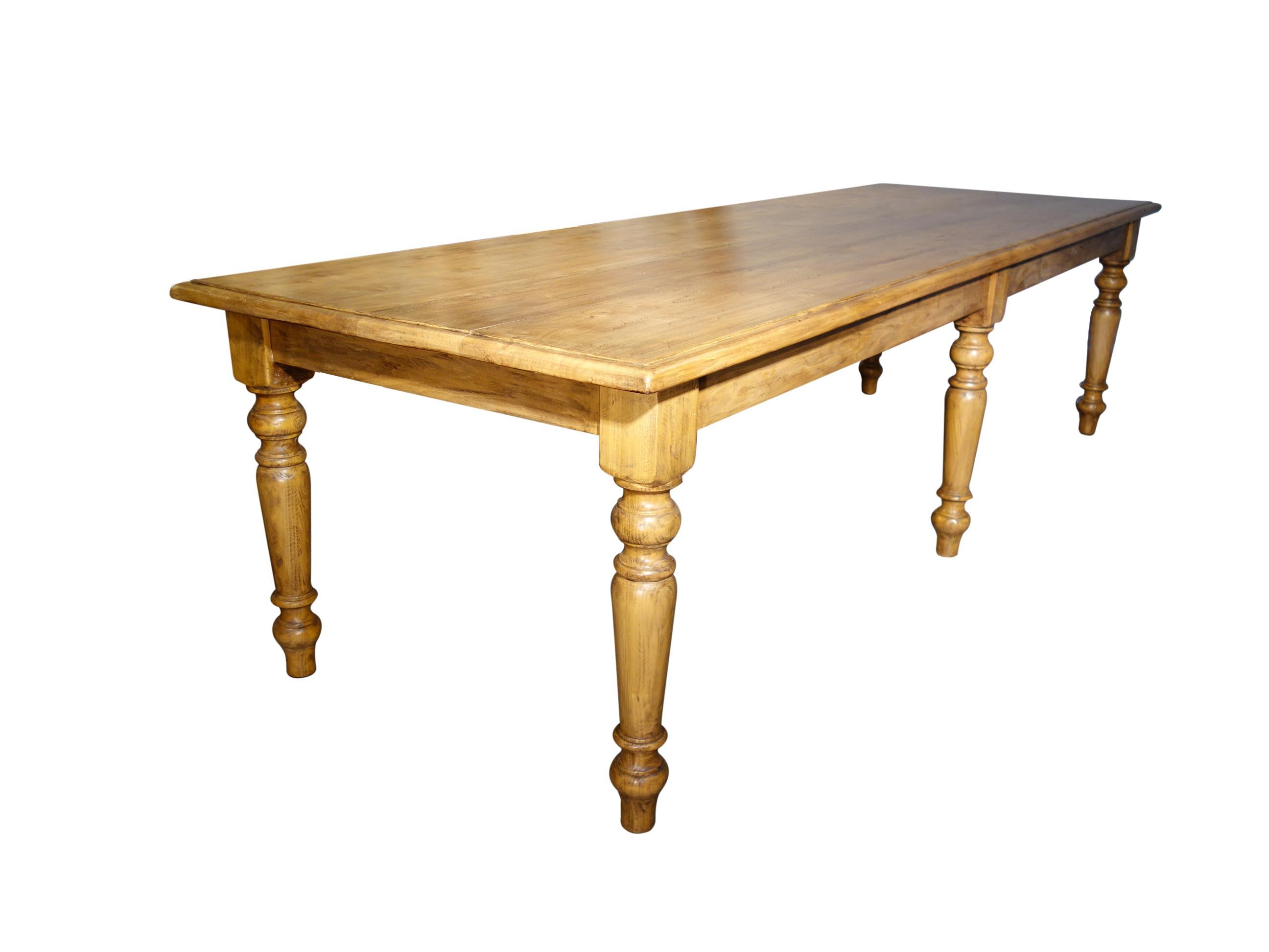 19th C Style Solid Natural Italian Walnut TORINO Carved Leg Table custom sizes For Sale 3