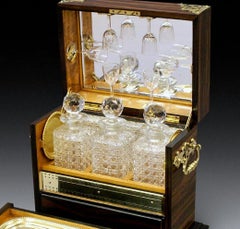 19th Century Superb Coromandel Decanter and Games Table Top Tantalus