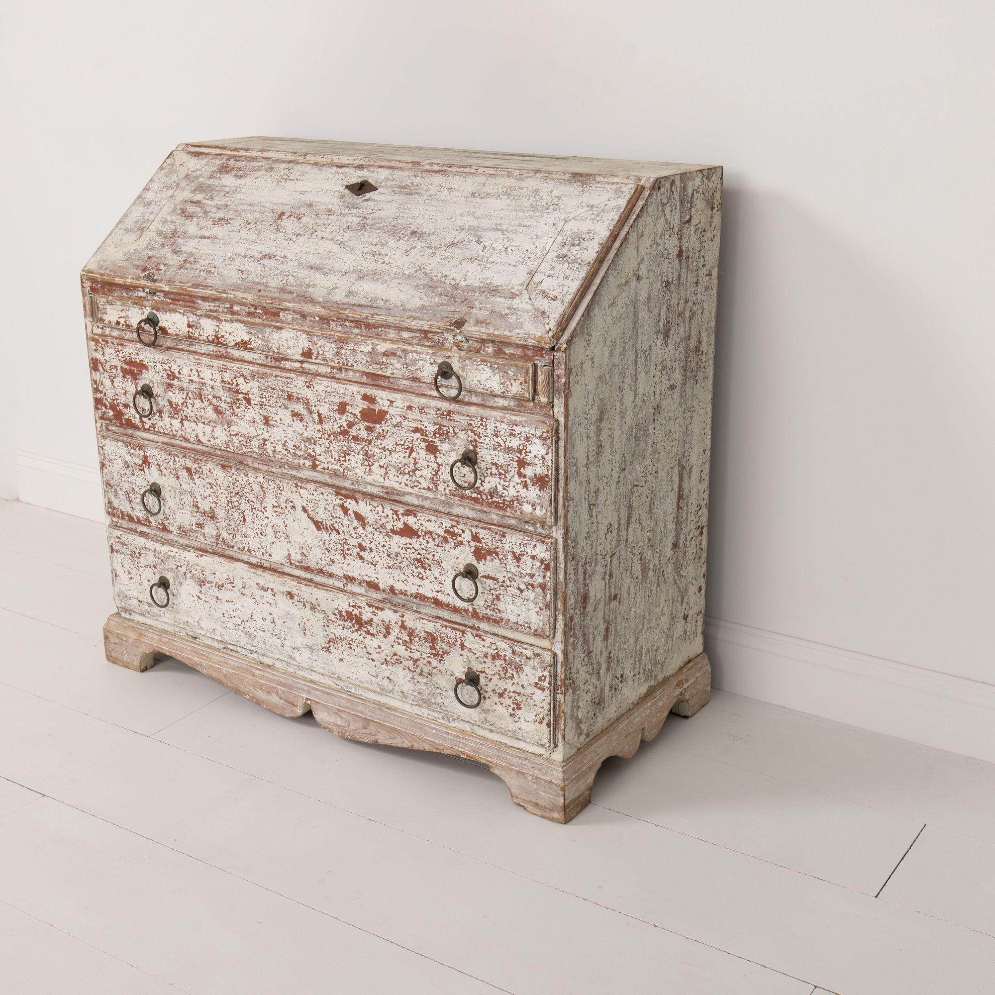19th c. Swedish Bureau Desk / Secretary in Original Paint For Sale 6