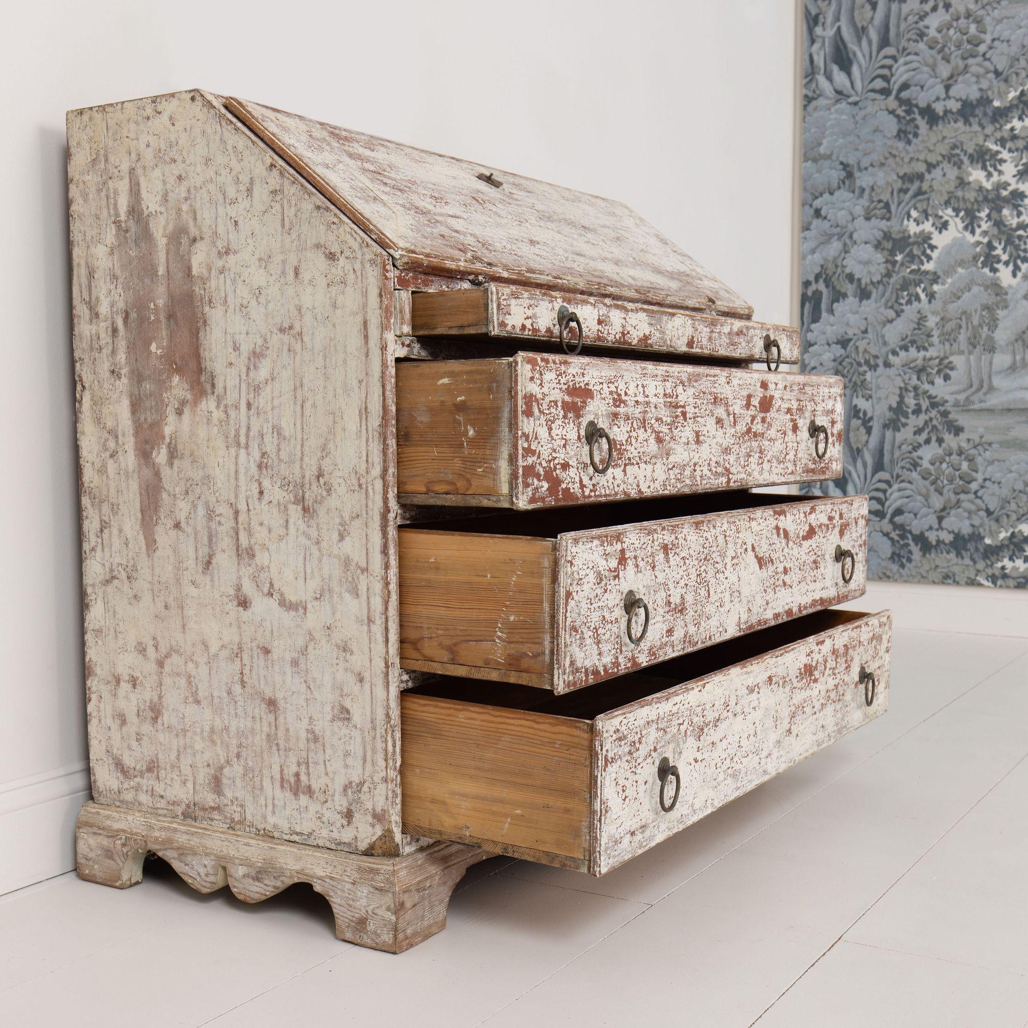 19th c. Swedish Bureau Desk / Secretary in Original Paint For Sale 7