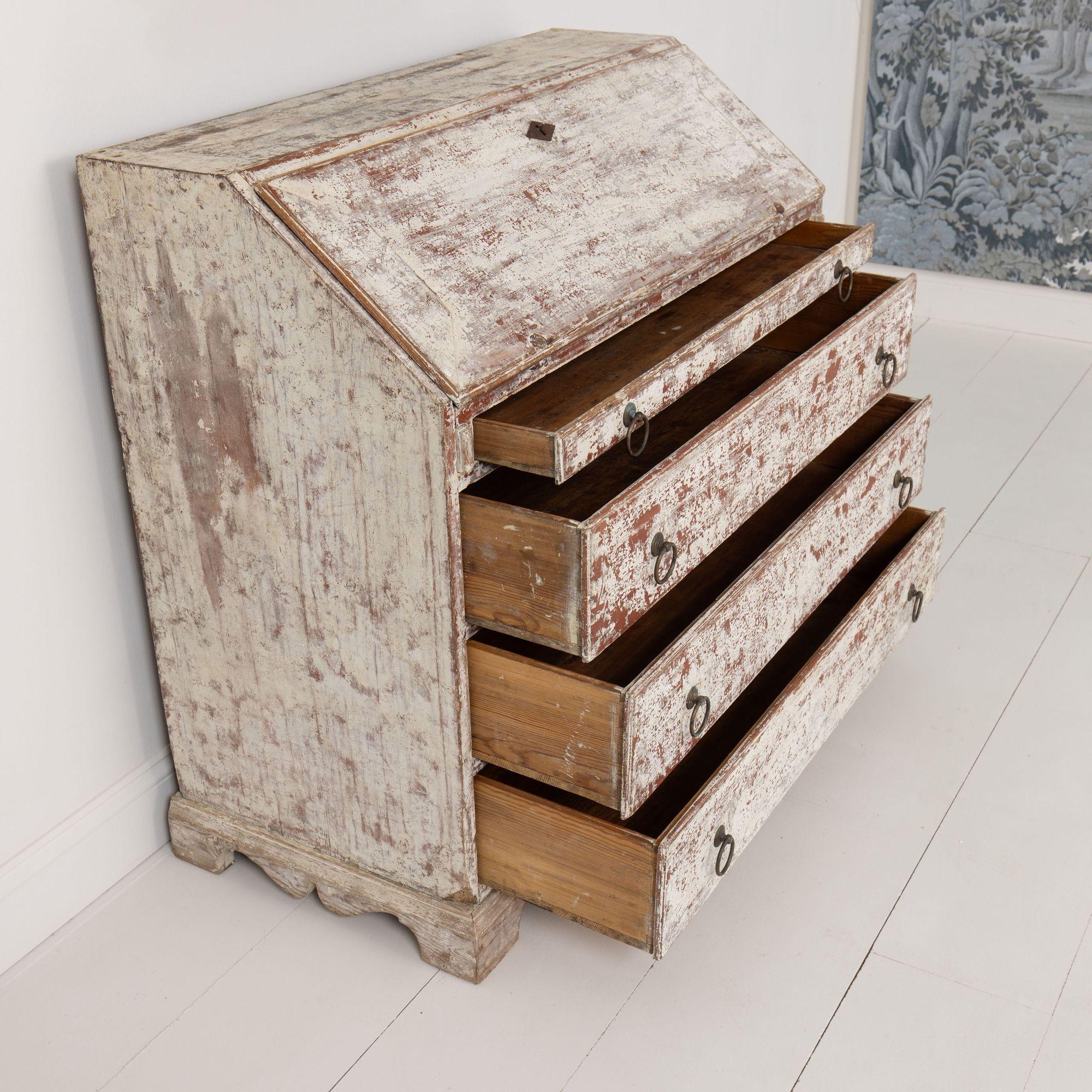 19th c. Swedish Bureau Desk / Secretary in Original Paint For Sale 8