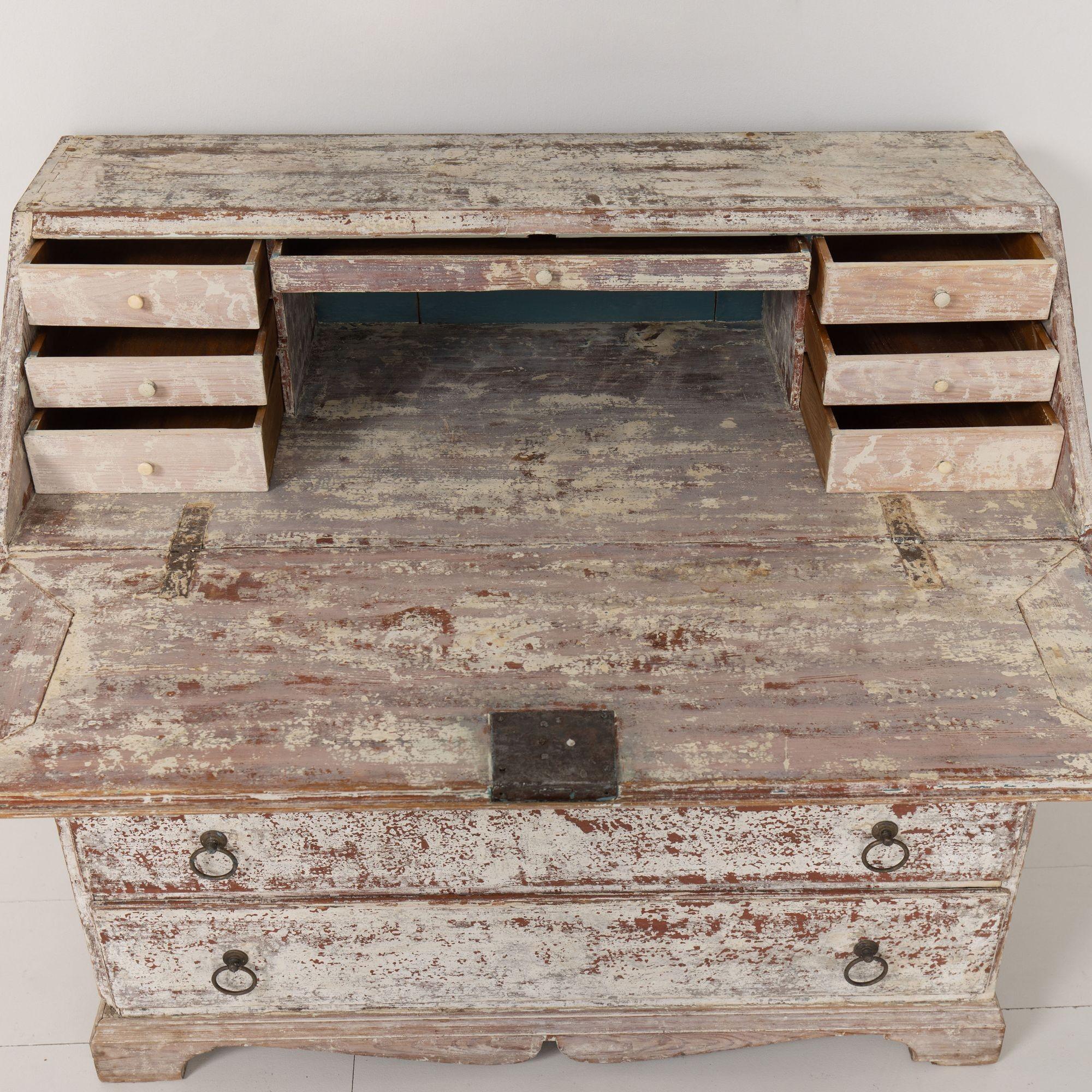 19th c. Swedish Bureau Desk / Secretary in Original Paint For Sale 1