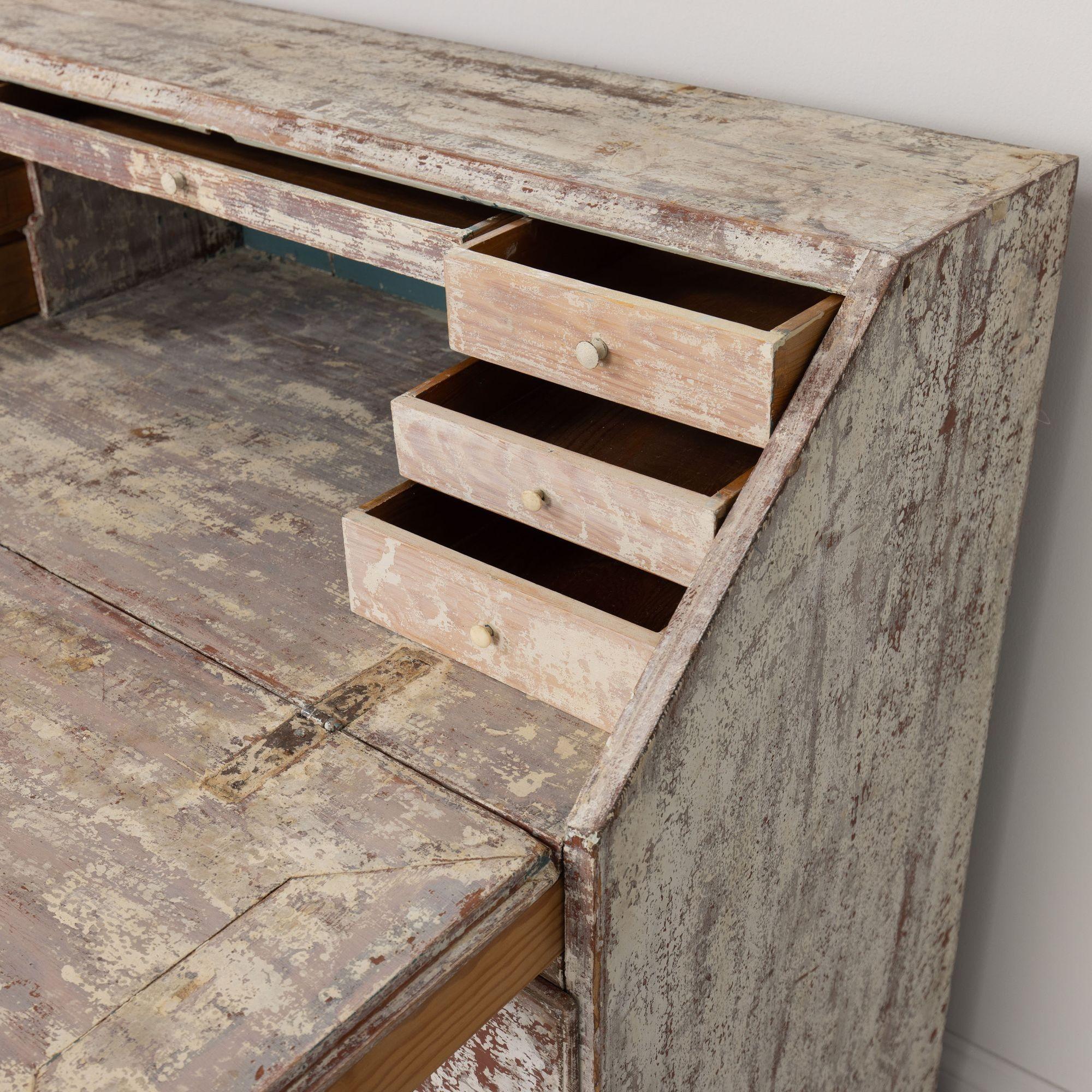 19th c. Swedish Bureau Desk / Secretary in Original Paint For Sale 2