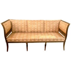 19th c. Swedish Carved and Painted Settee