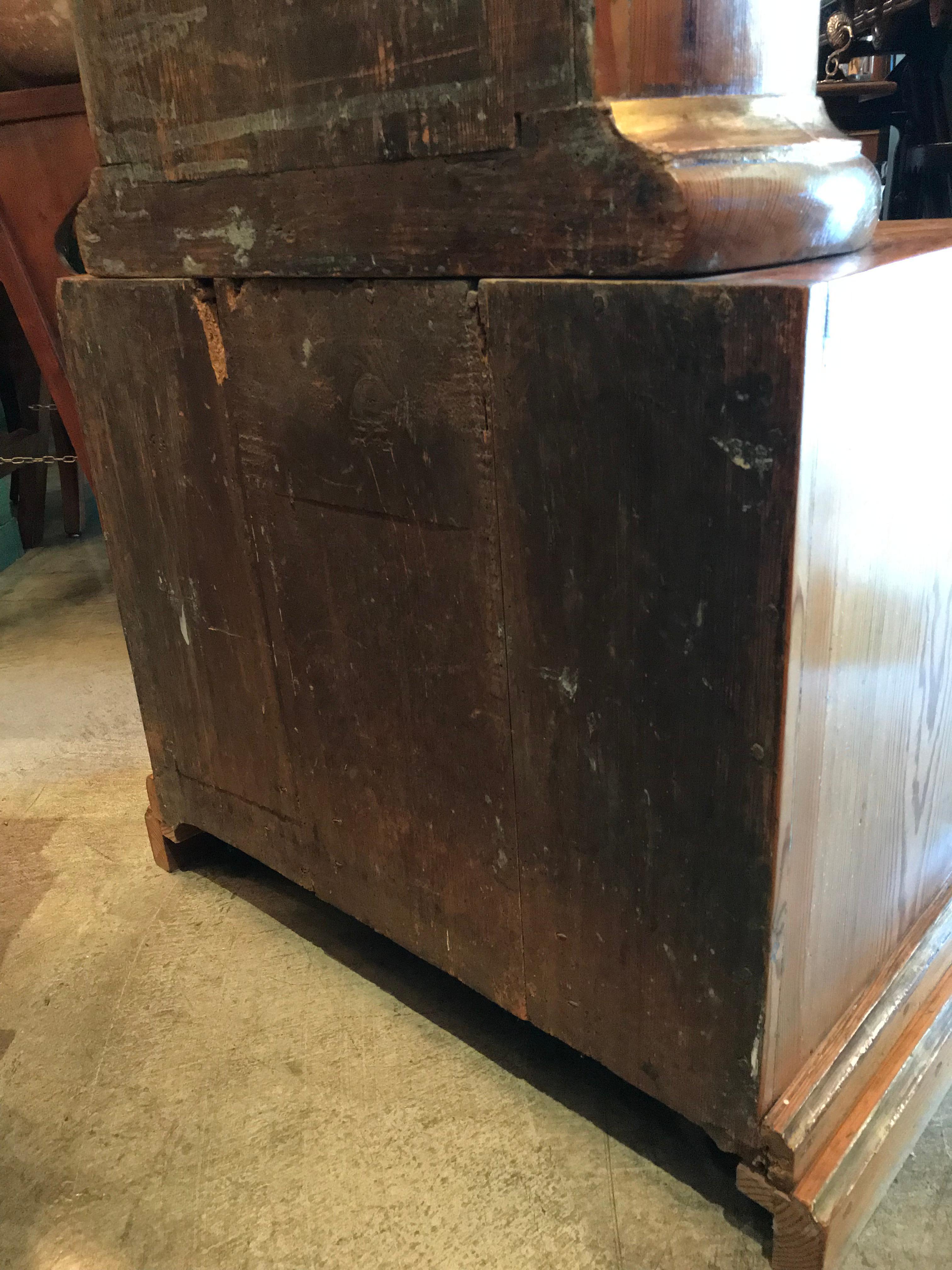 19th C. Swedish Carved Pine Wood Clock Grandmother Grandfather Long Case Antique For Sale 6